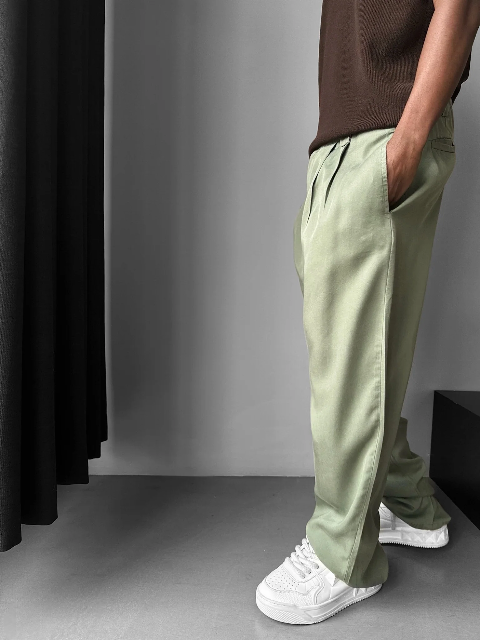 Baggy Pleats Trousers - Mint - Image 2