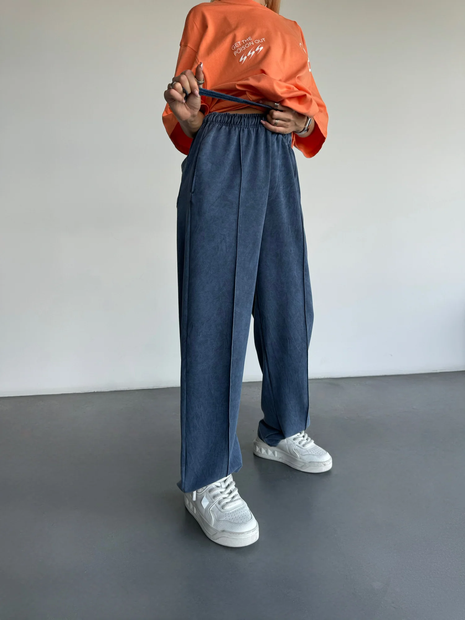 Baggy Straight Fit Washed Seam Jogger - Windward Blue - Image 2