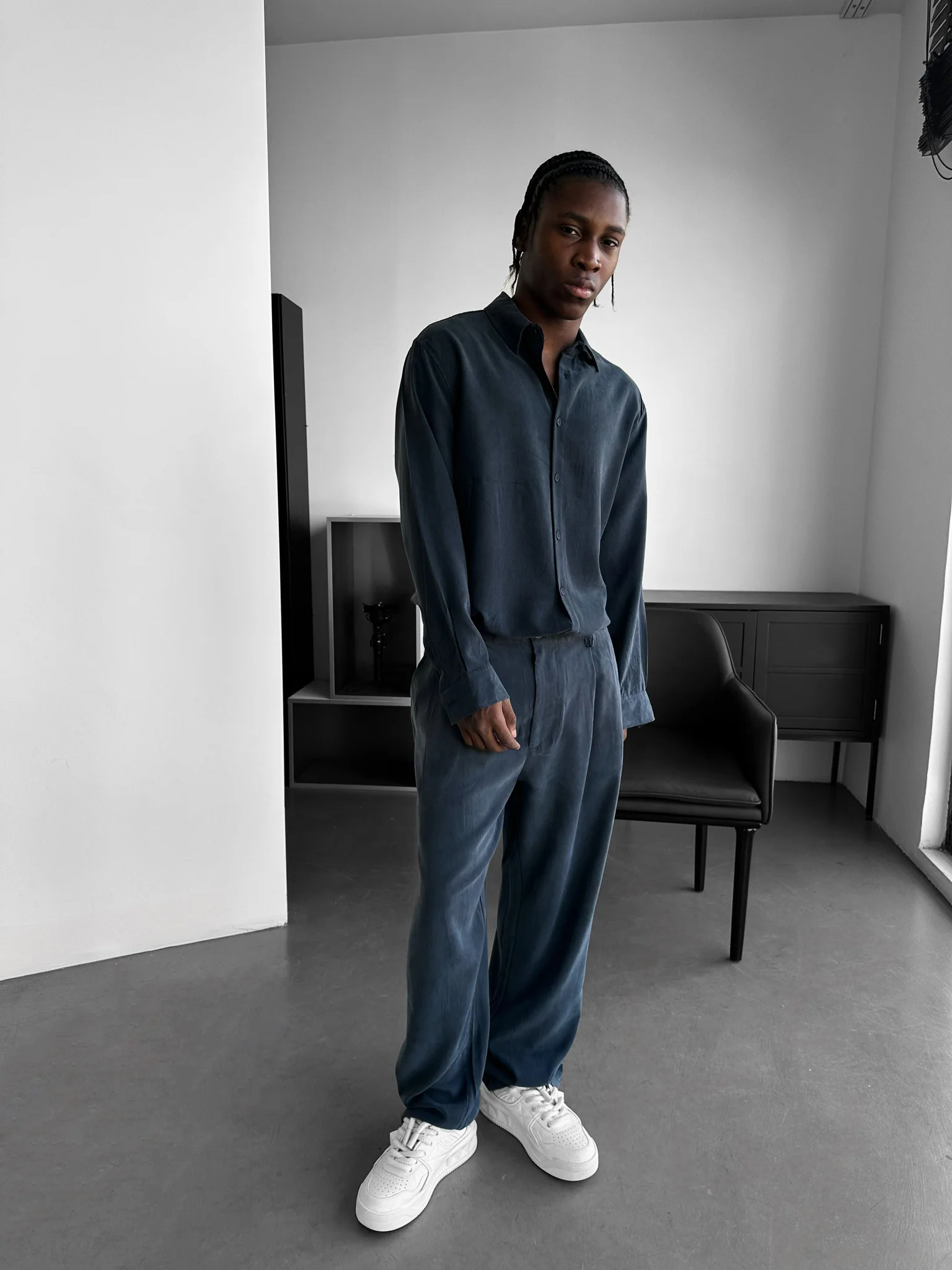 Baggy Tencel Trousers - Black - Image 4