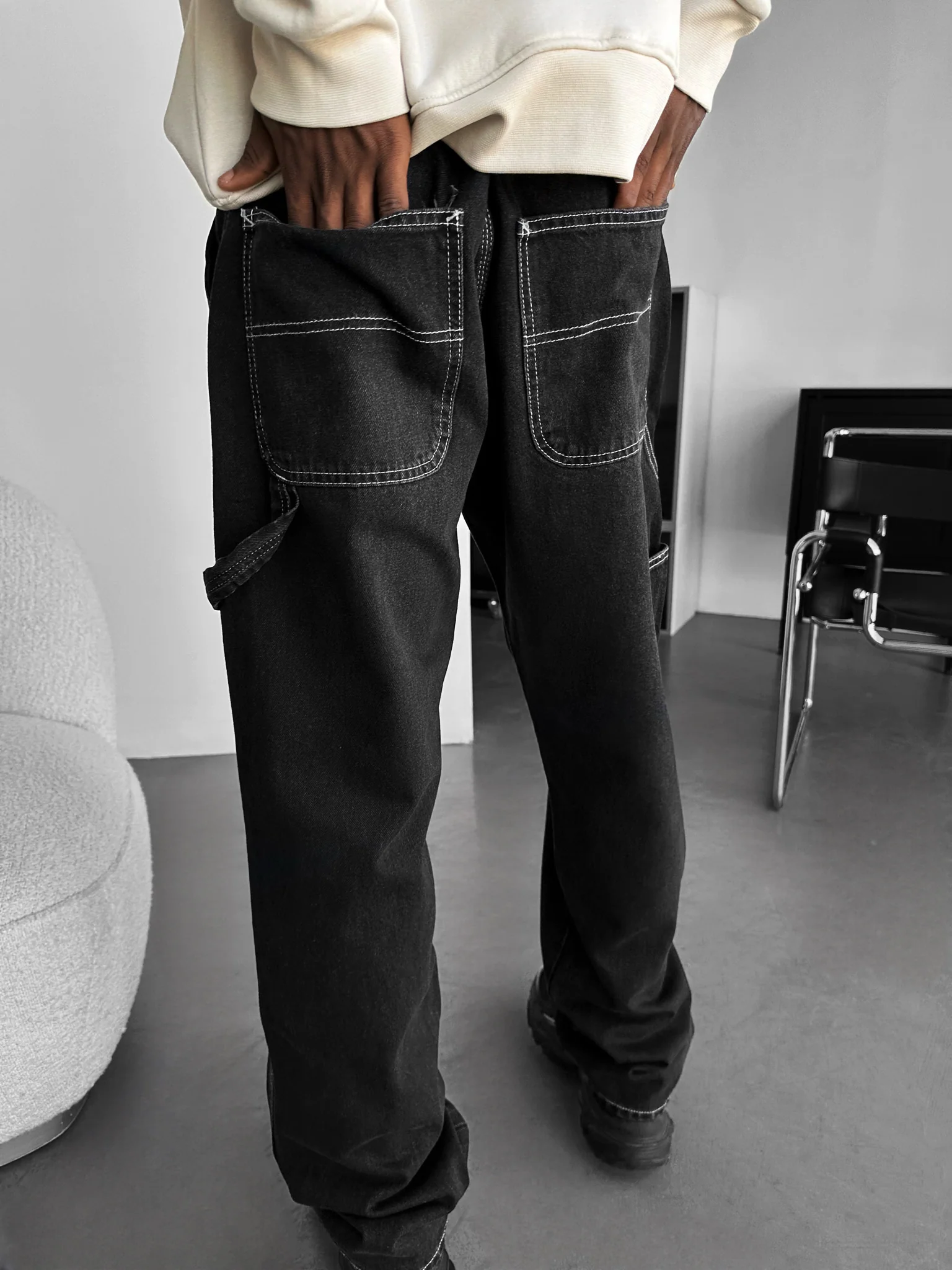 Baggy Washed Jeans - Black - Image 2