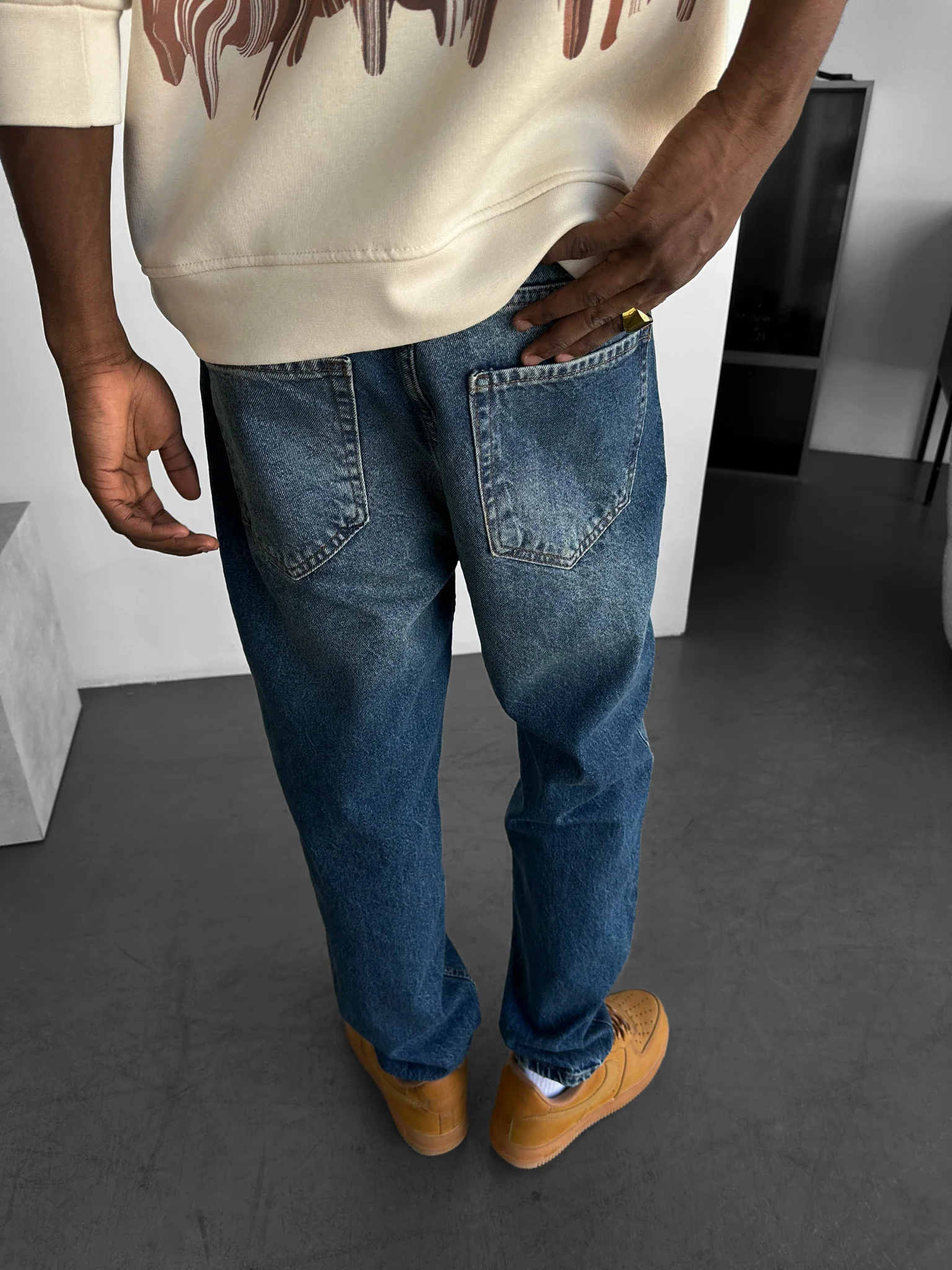 Baggy Washed Jeans - Blue - Image 2
