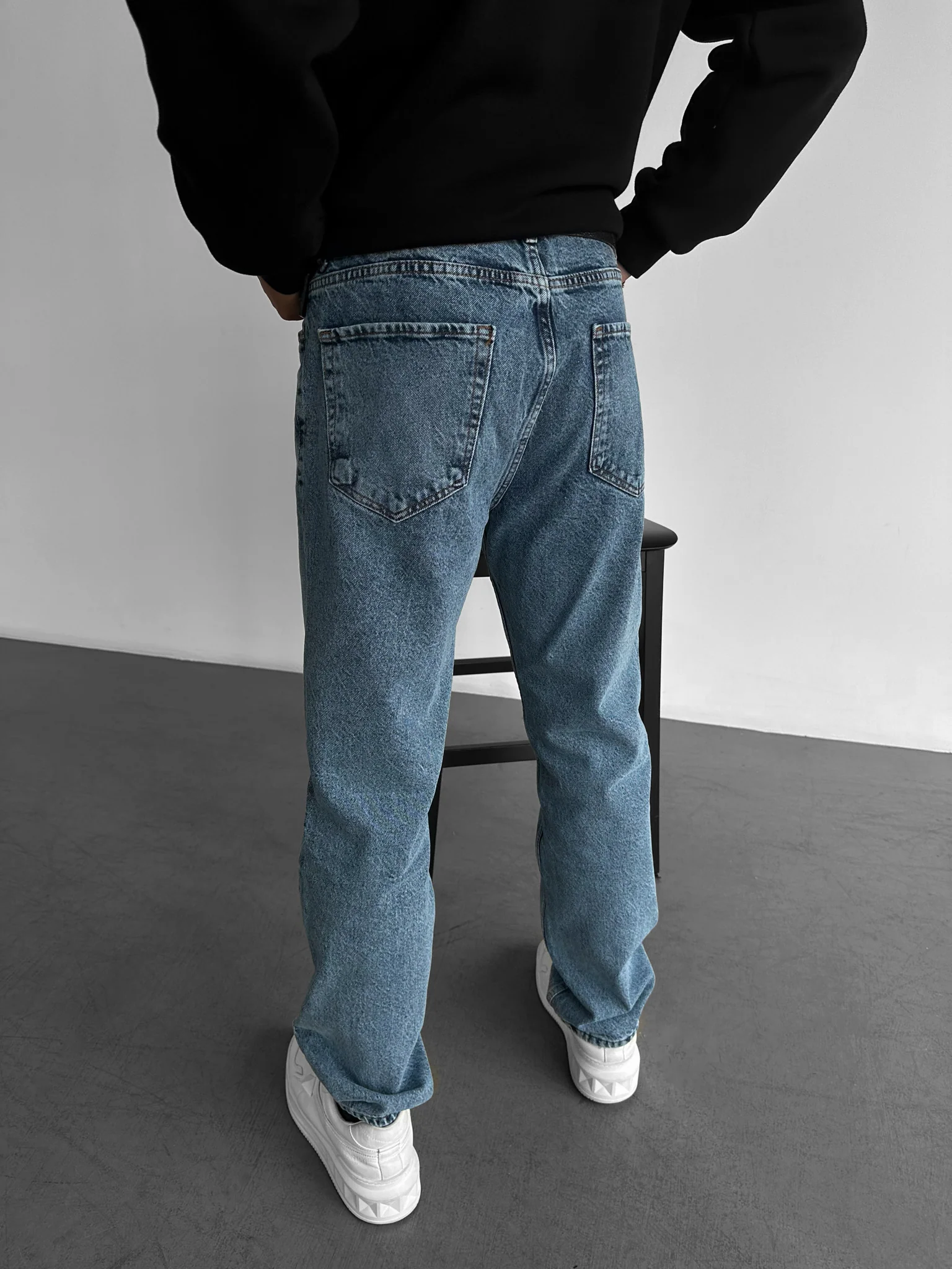 Baggy Washed Jeans - Blue - Image 4