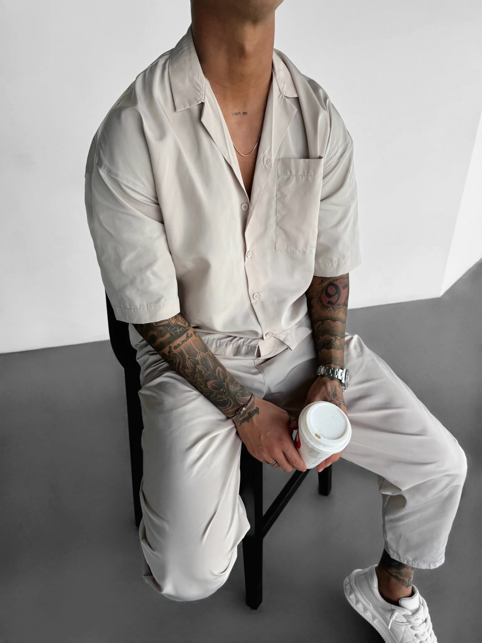 Basic Shirt - Beige - Image 5