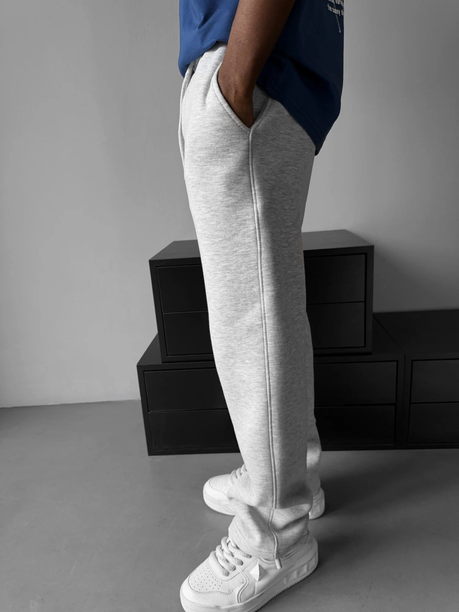 Basic Trousers - Light Grey Melange - Image 6