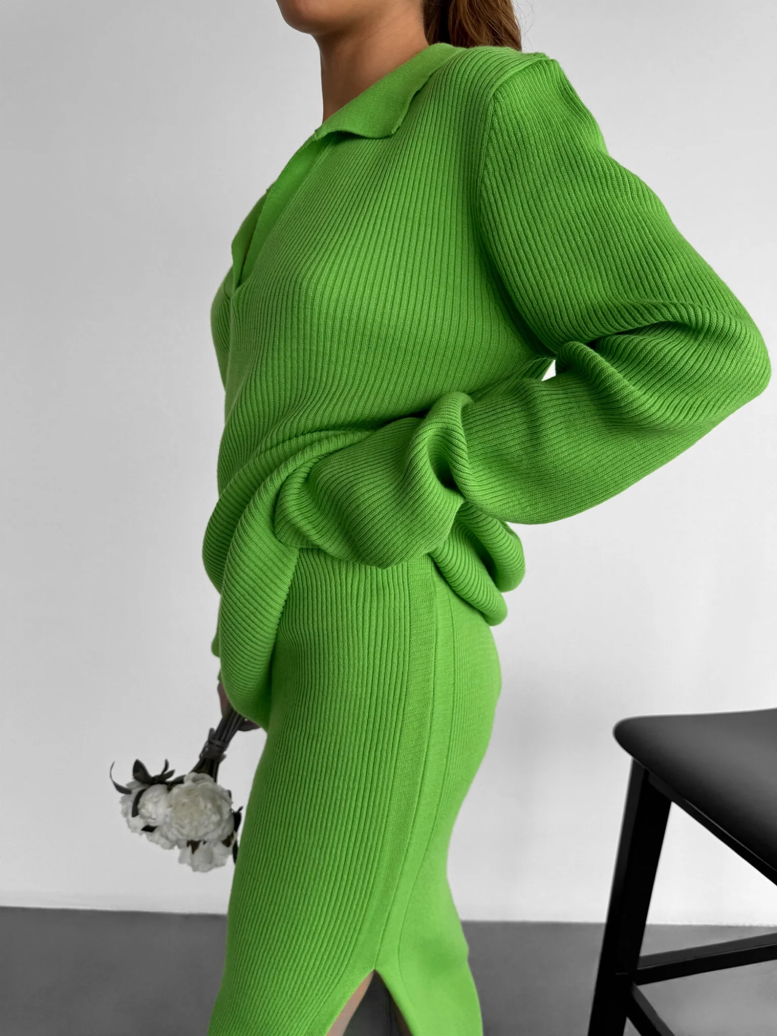 Collar Knit Sweater - Love Bird - Image 3