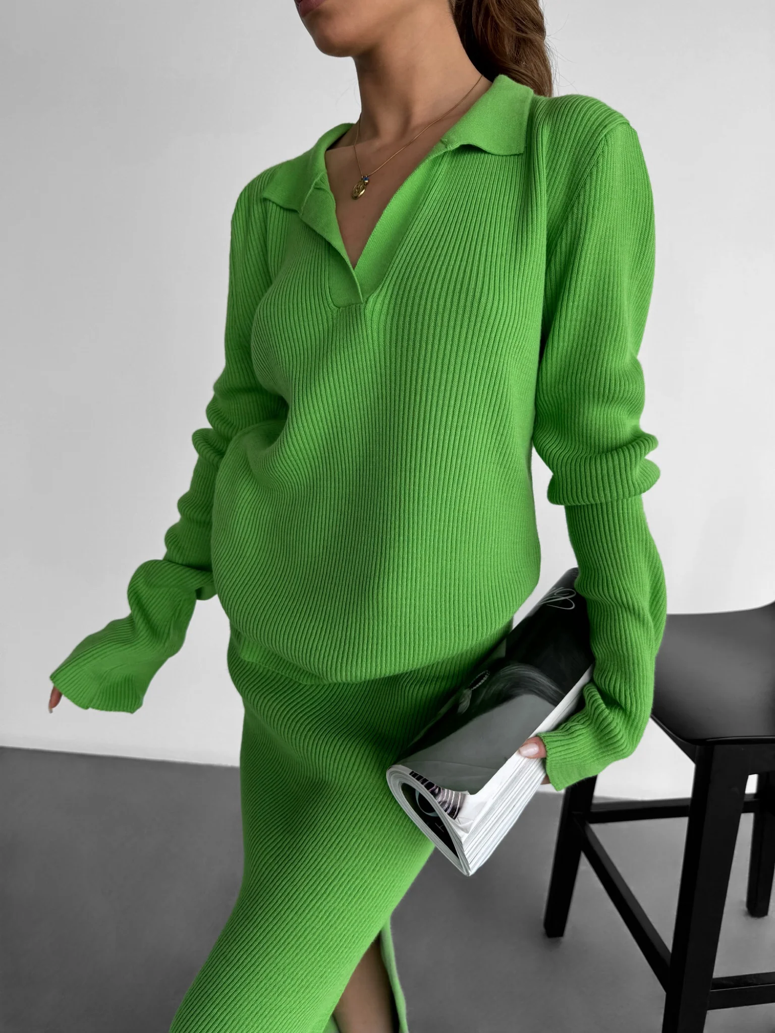 Collar Knit Sweater - Love Bird - Image 4