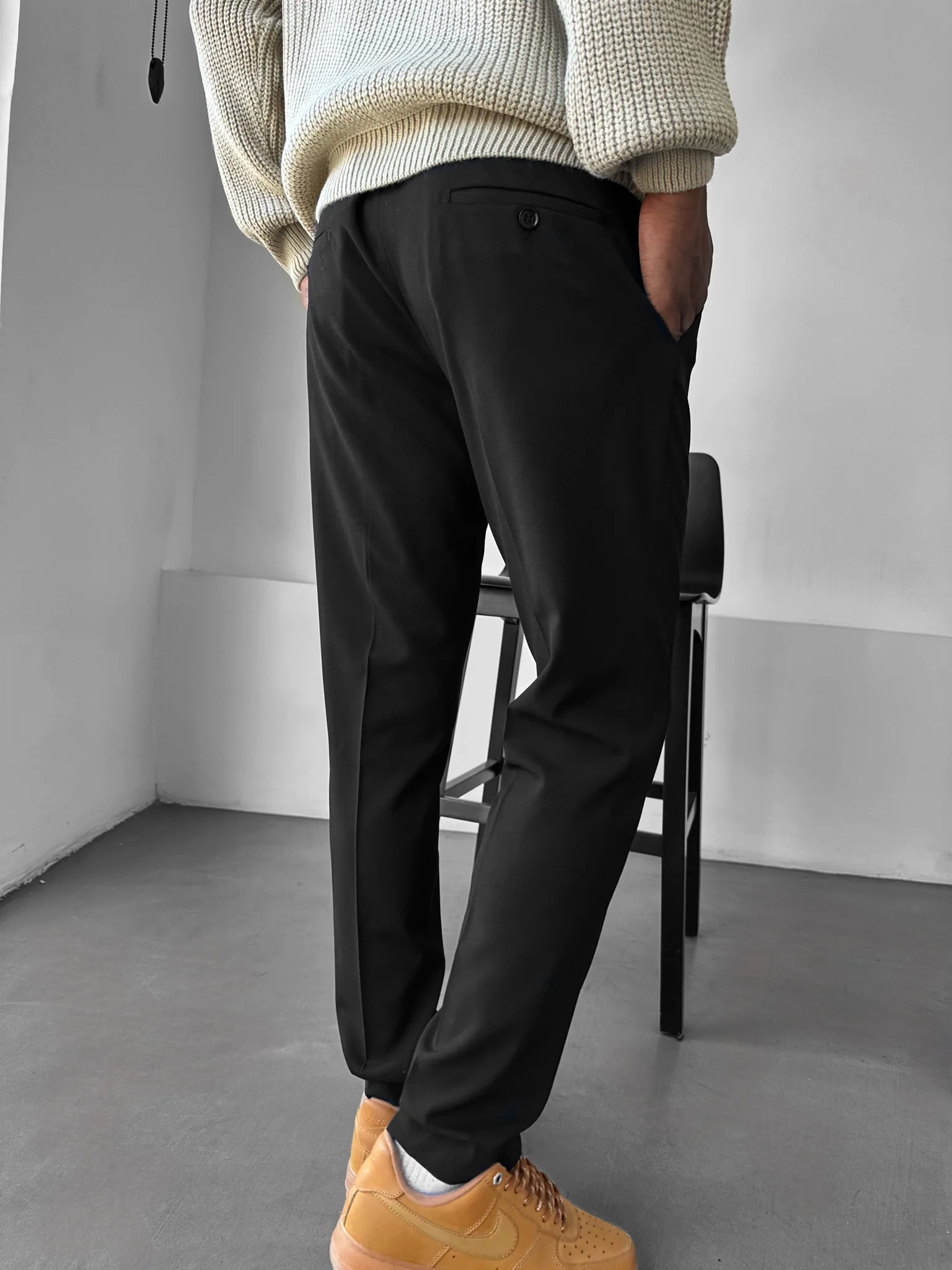 Comfort Pleated Trousers - Black - Image 2