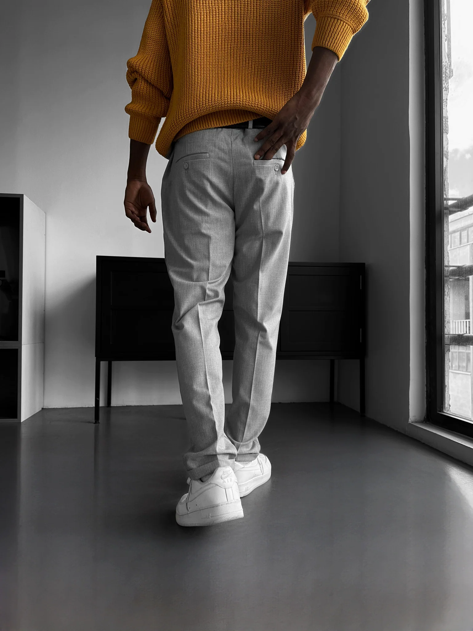 Comfort Pleated Trousers - Grey - Image 2