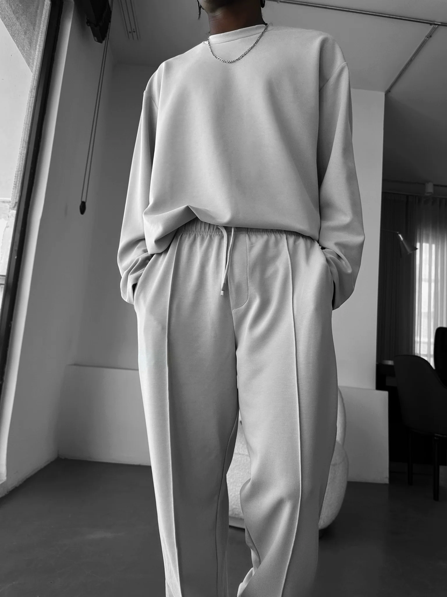 Modal Pleated Trousers - Grey - Image 3