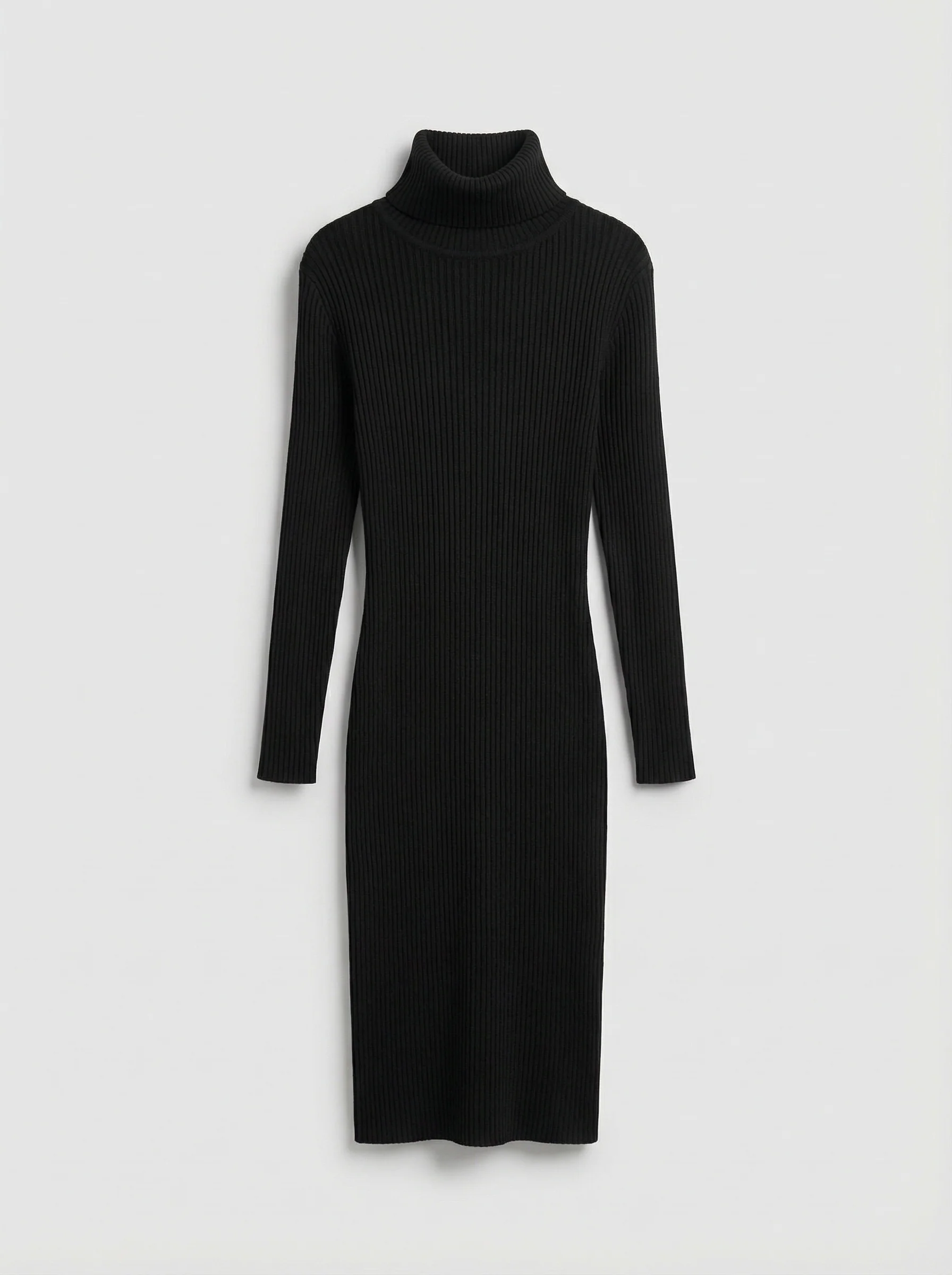 High Neck Knit Dress - Black - Image 2