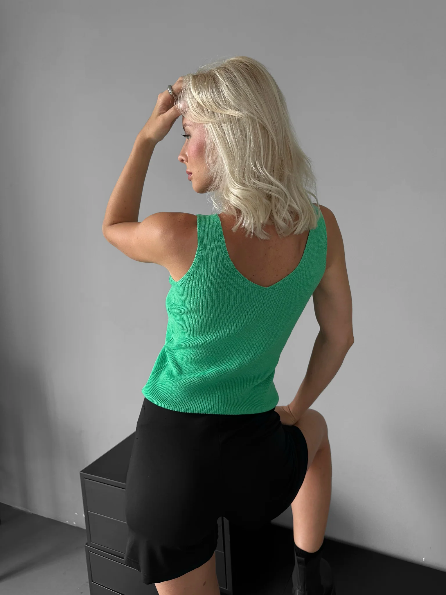 Knit Crop Top - Neon Green - Image 2