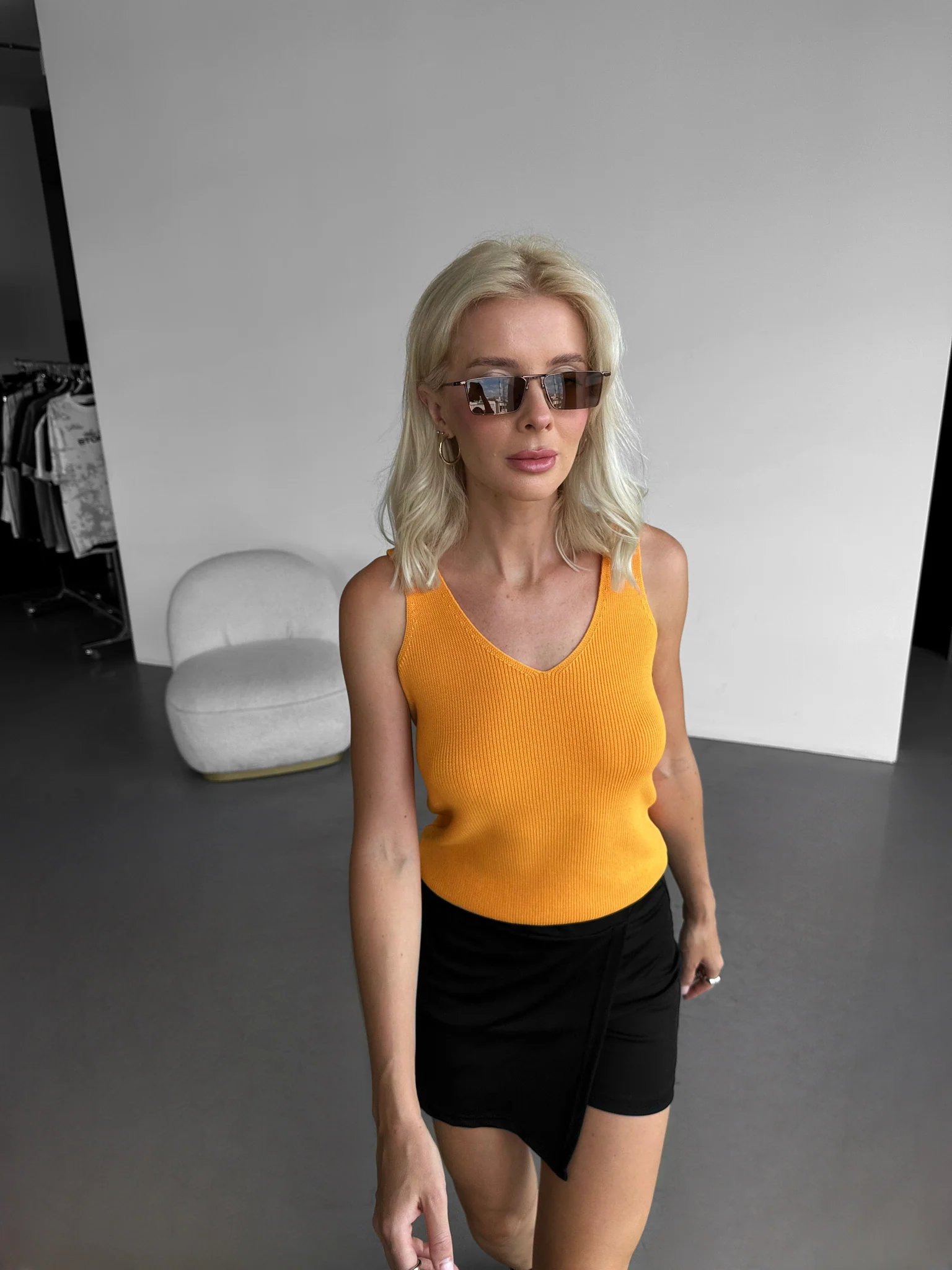 Knit Crop Top - Yellow - Image 2