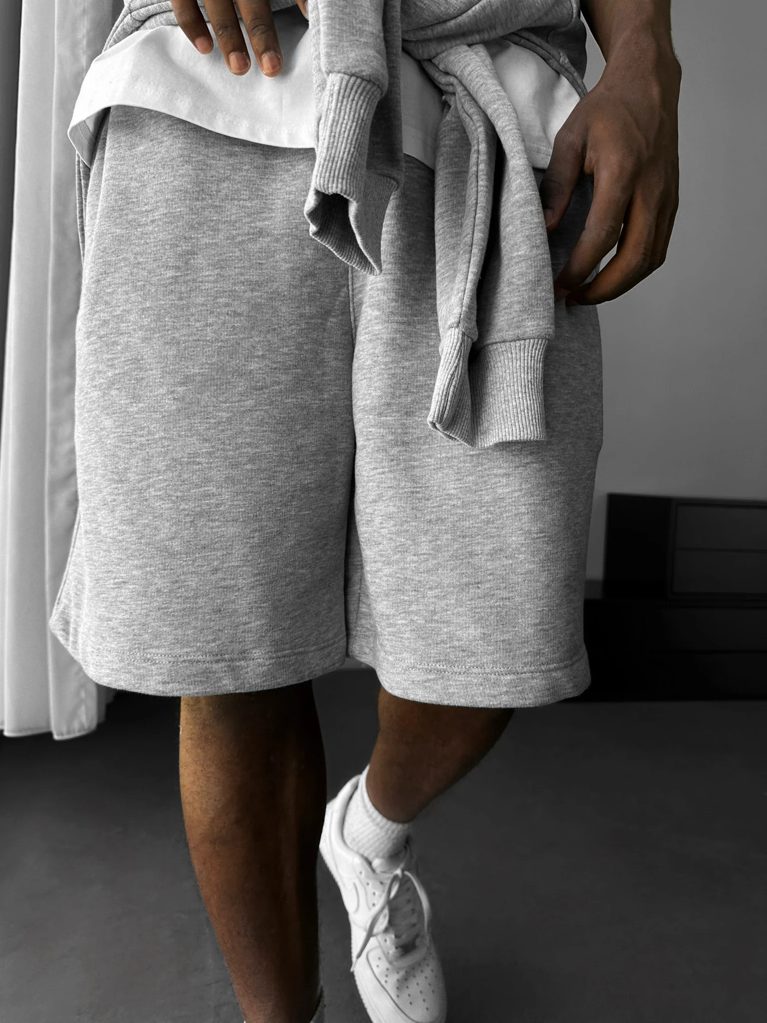 Loose Fit Basic Shorts - Grey Melange - Image 2