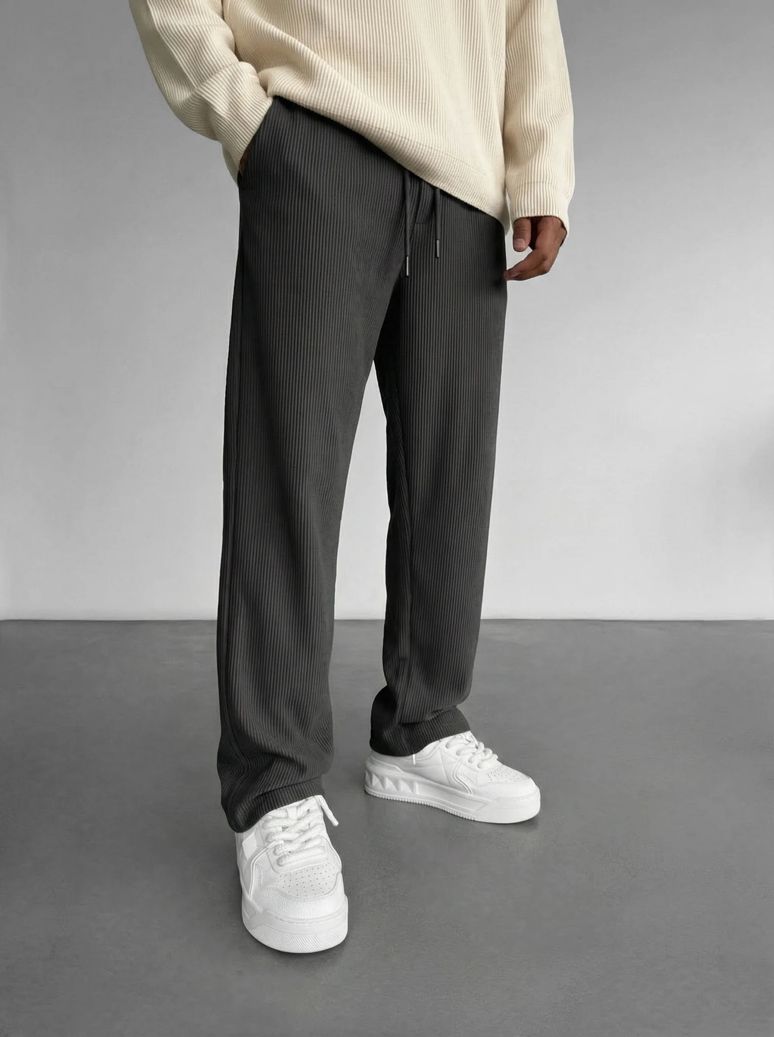 Loose Fit Cord Pant - Anthracite - Image 2