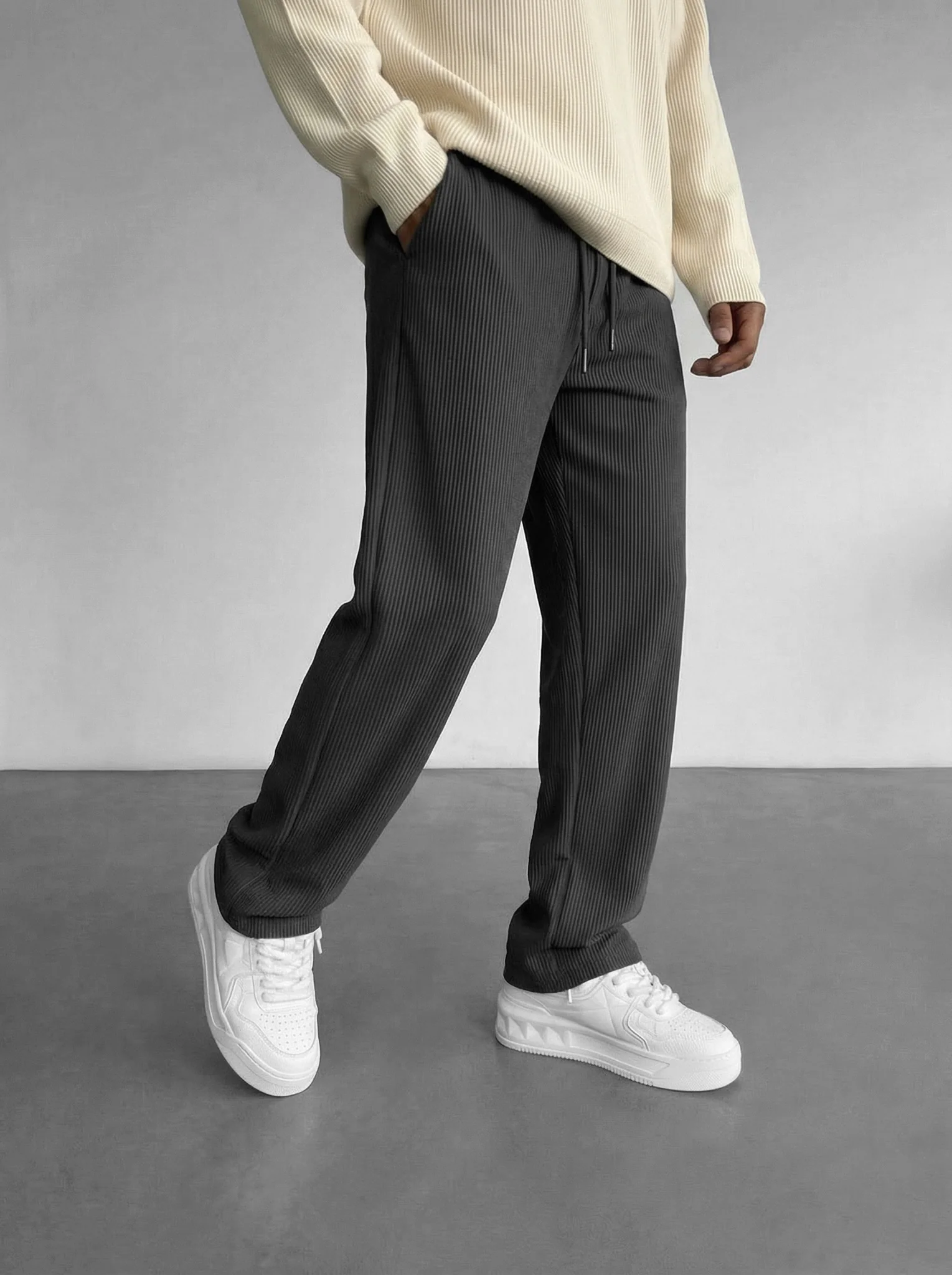 Loose Fit Cord Pant - Anthracite - Image 3