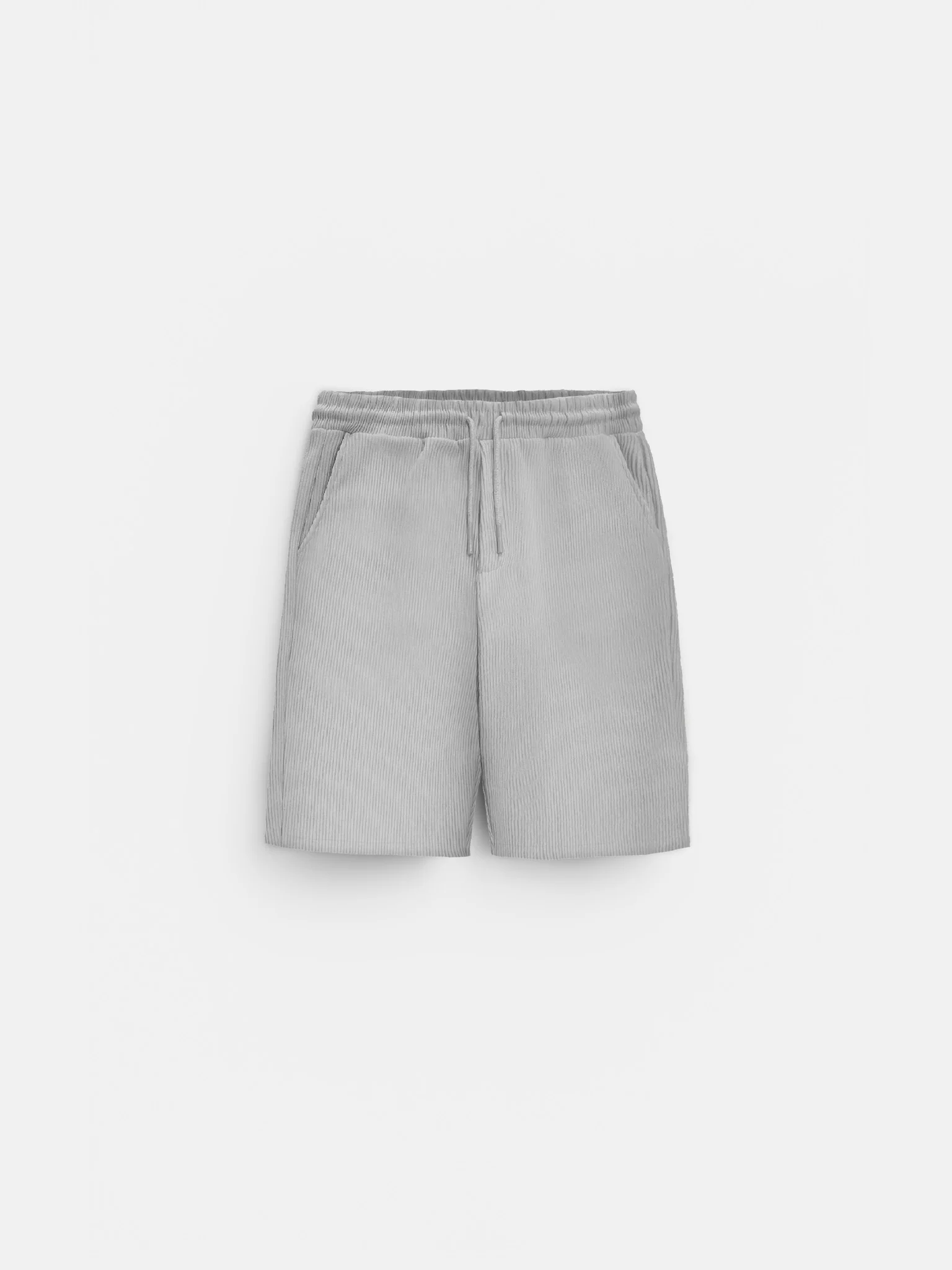 Loose Fit Cord Shorts - Grey - Image 8