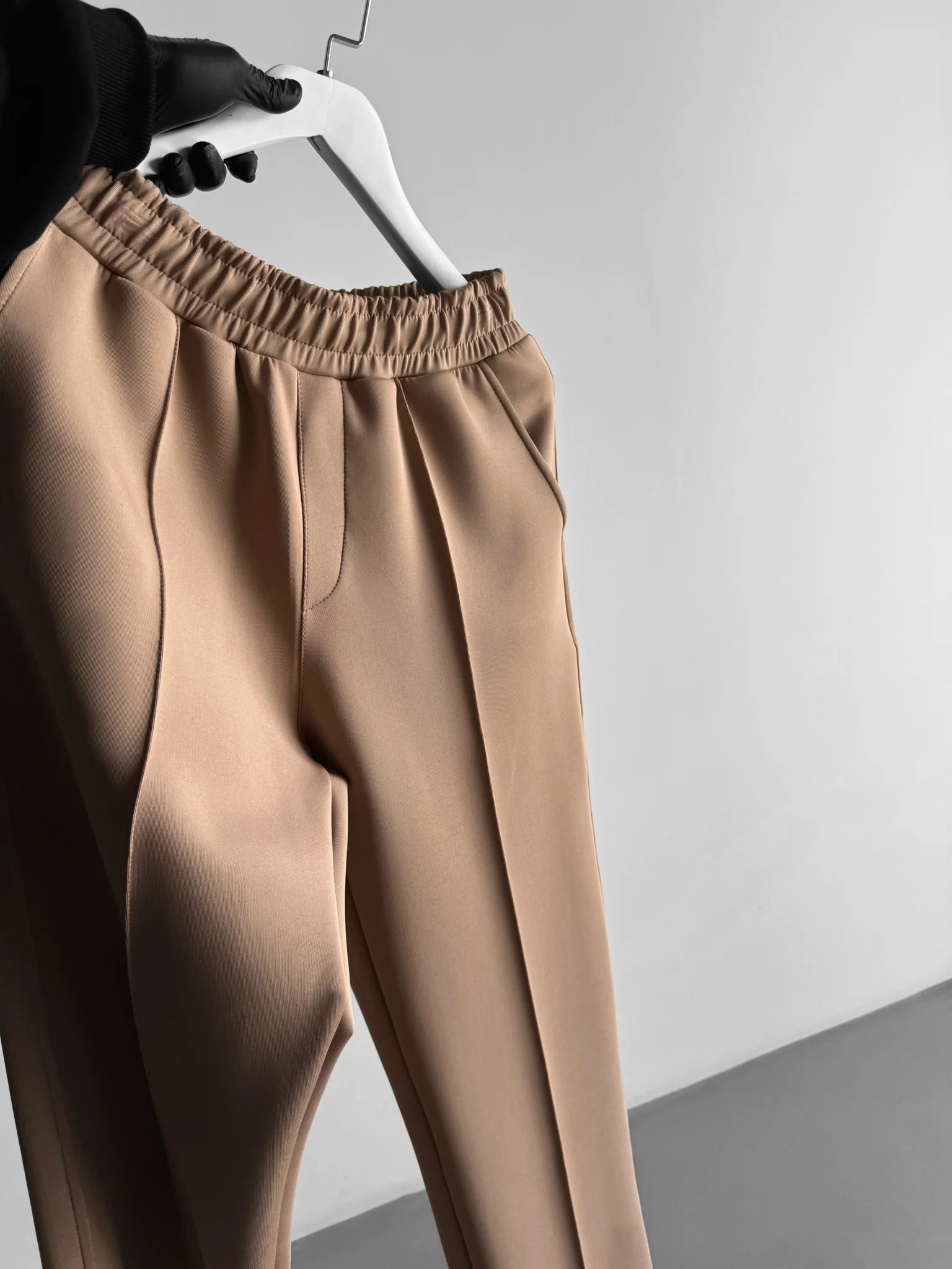 Loose Fit Diver Fabric Trousers - Beige - Image 4