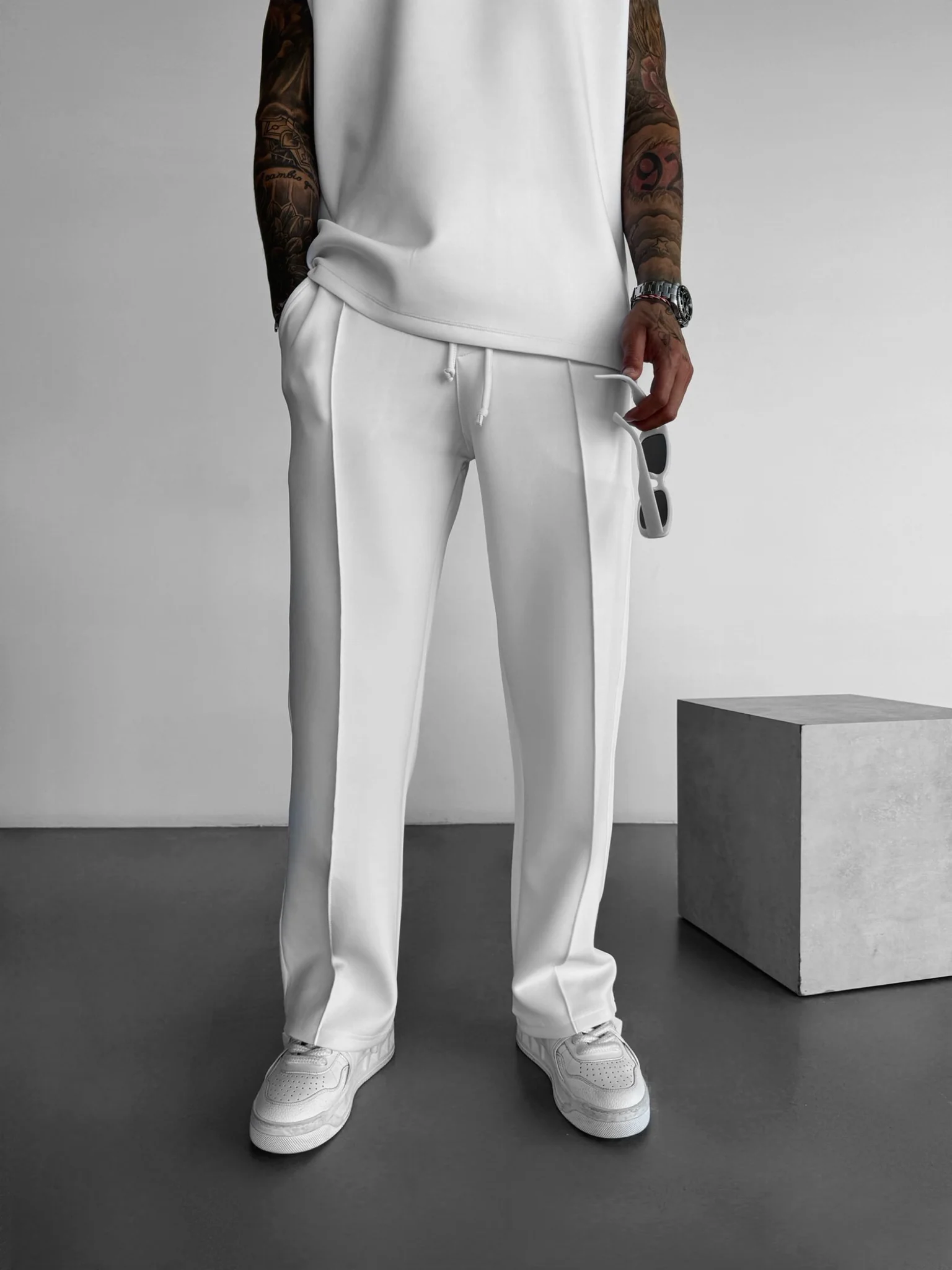 Loose Fit Diver Fabric Trousers - White - Image 2