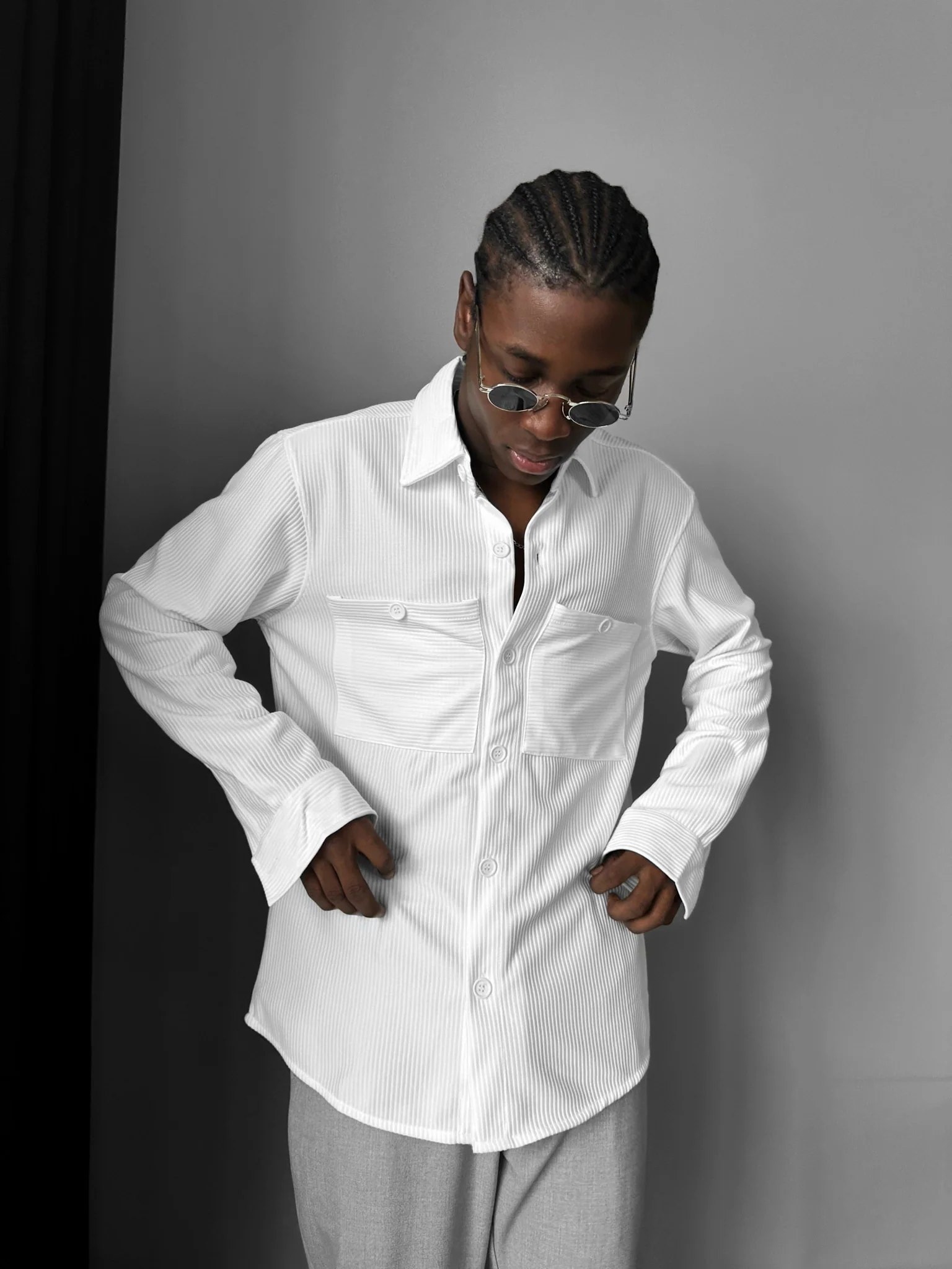 Loose Fit Double Pocket Shirt - Ecru - Image 2