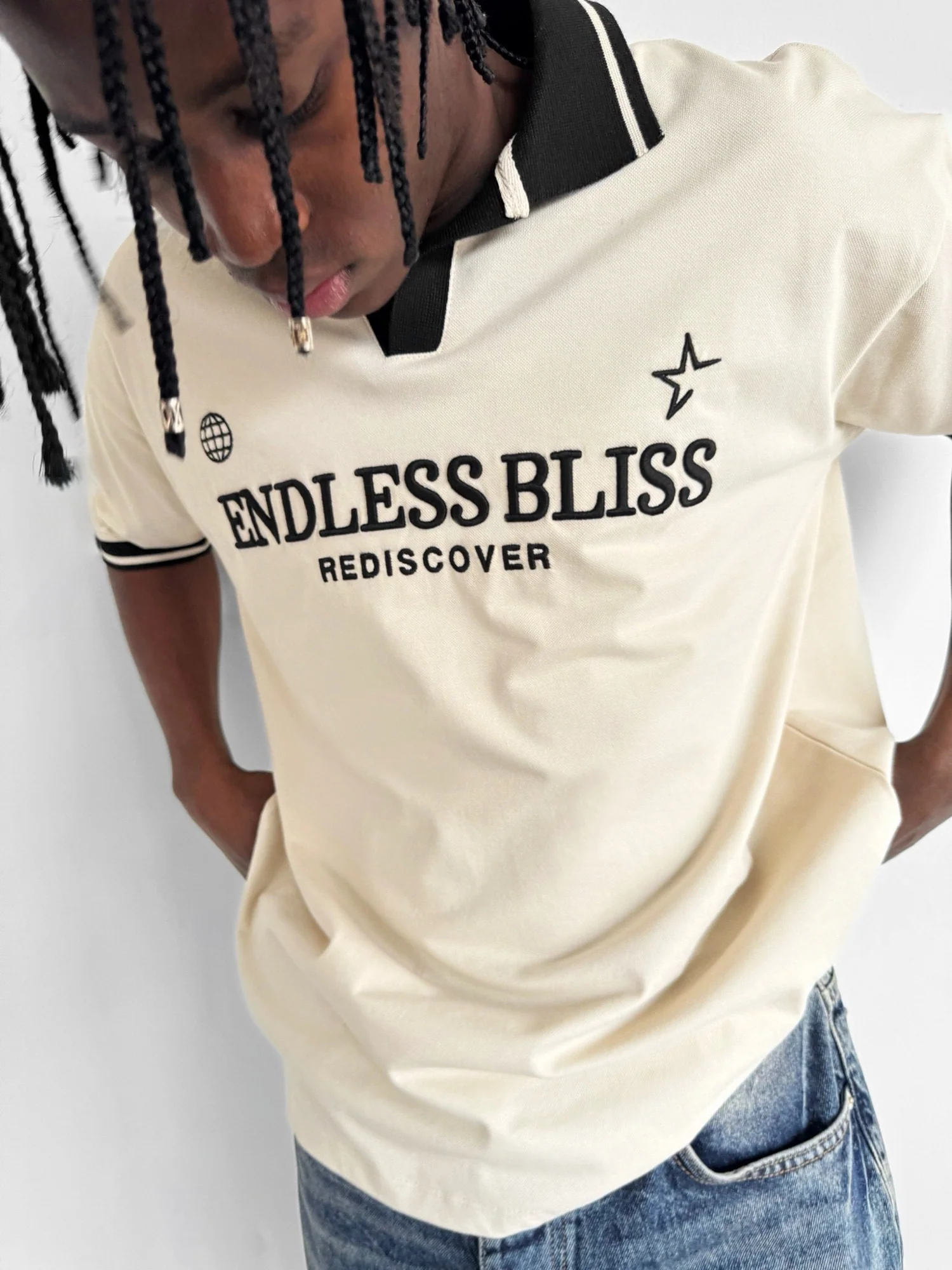 Loose Fit 'Endless Bliss' Polo T-Shirt - Beige