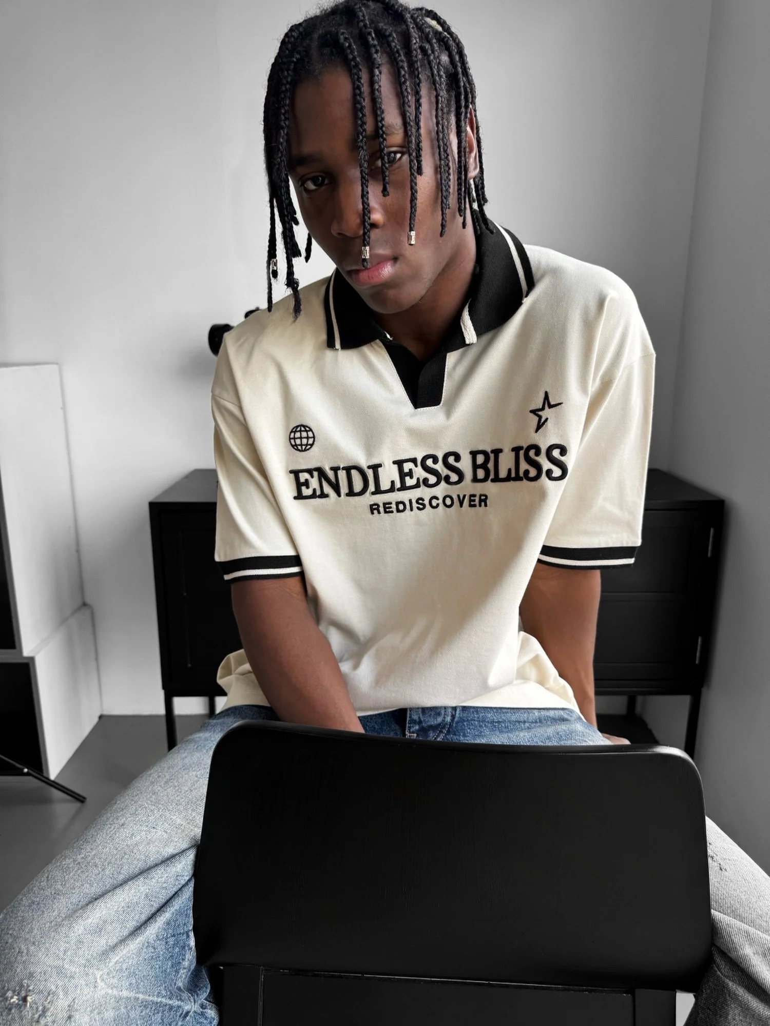Loose Fit 'Endless Bliss' Polo T-Shirt - Beige - Image 2