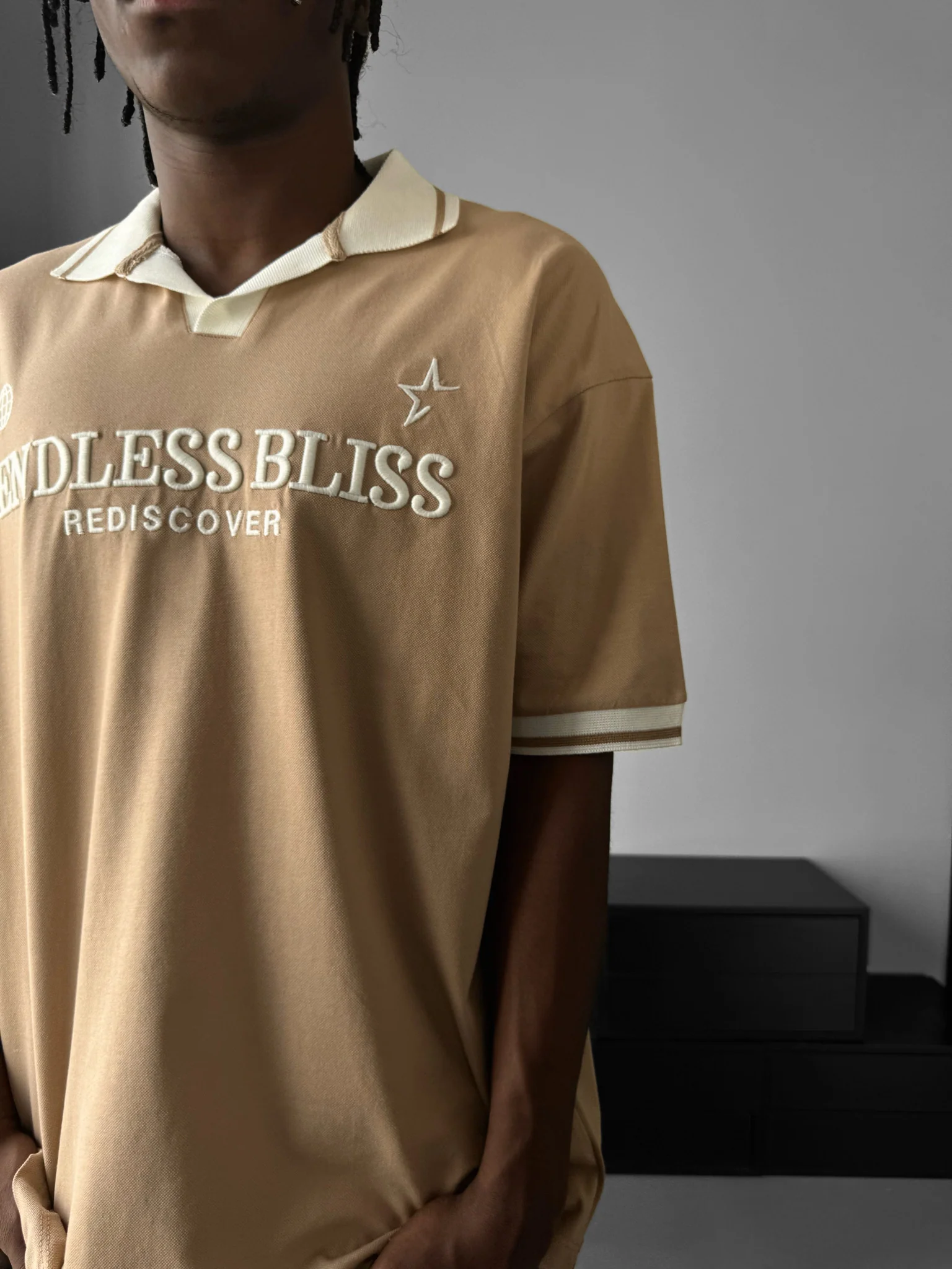 Loose Fit 'Endless Bliss' Polo T-Shirt - Brown - Image 3