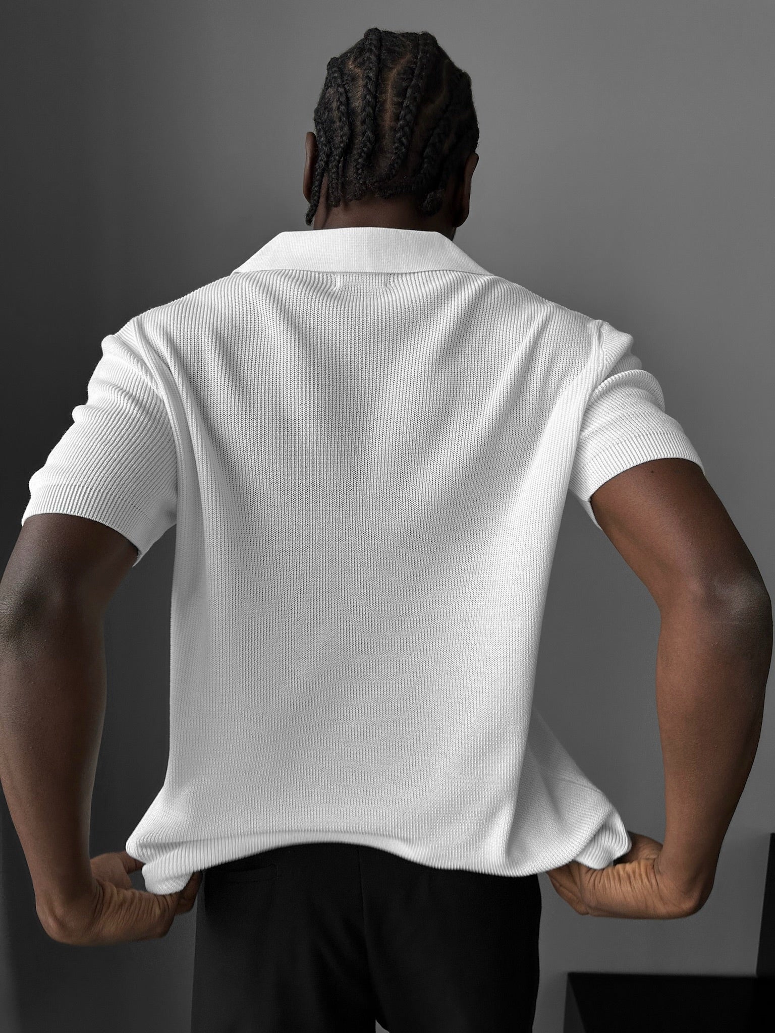 Loose fit fine knit collar T-Shirt - Ecru - Image 3