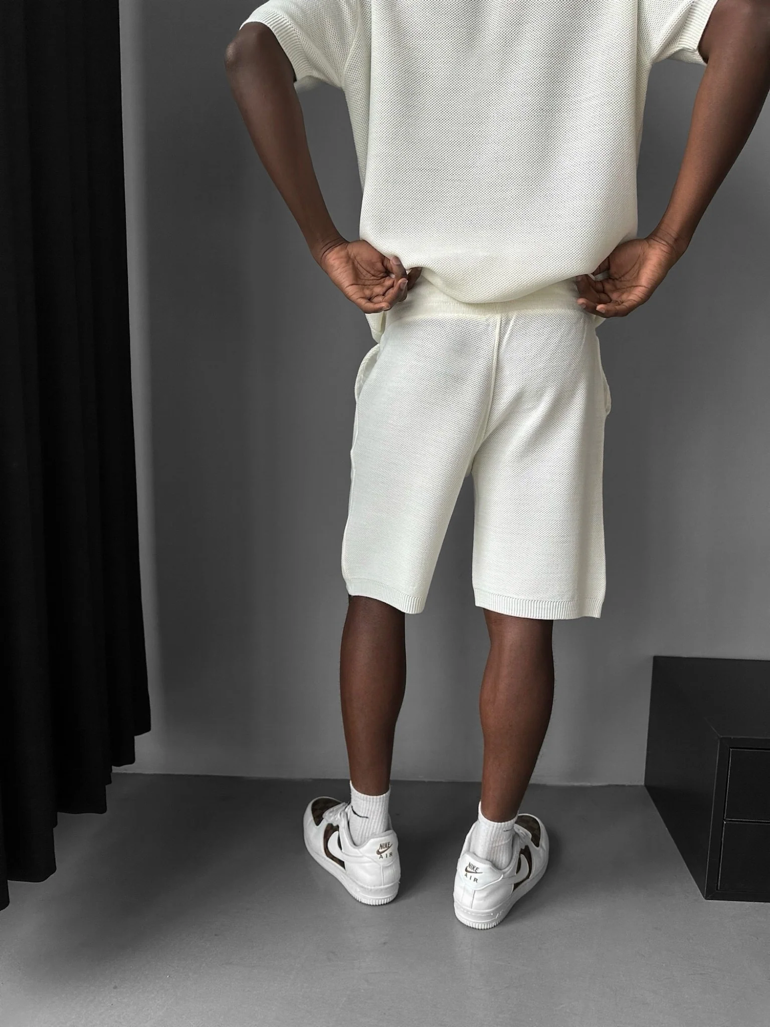 Loose Fit Initial Knit Shorts - Ecru - Image 2