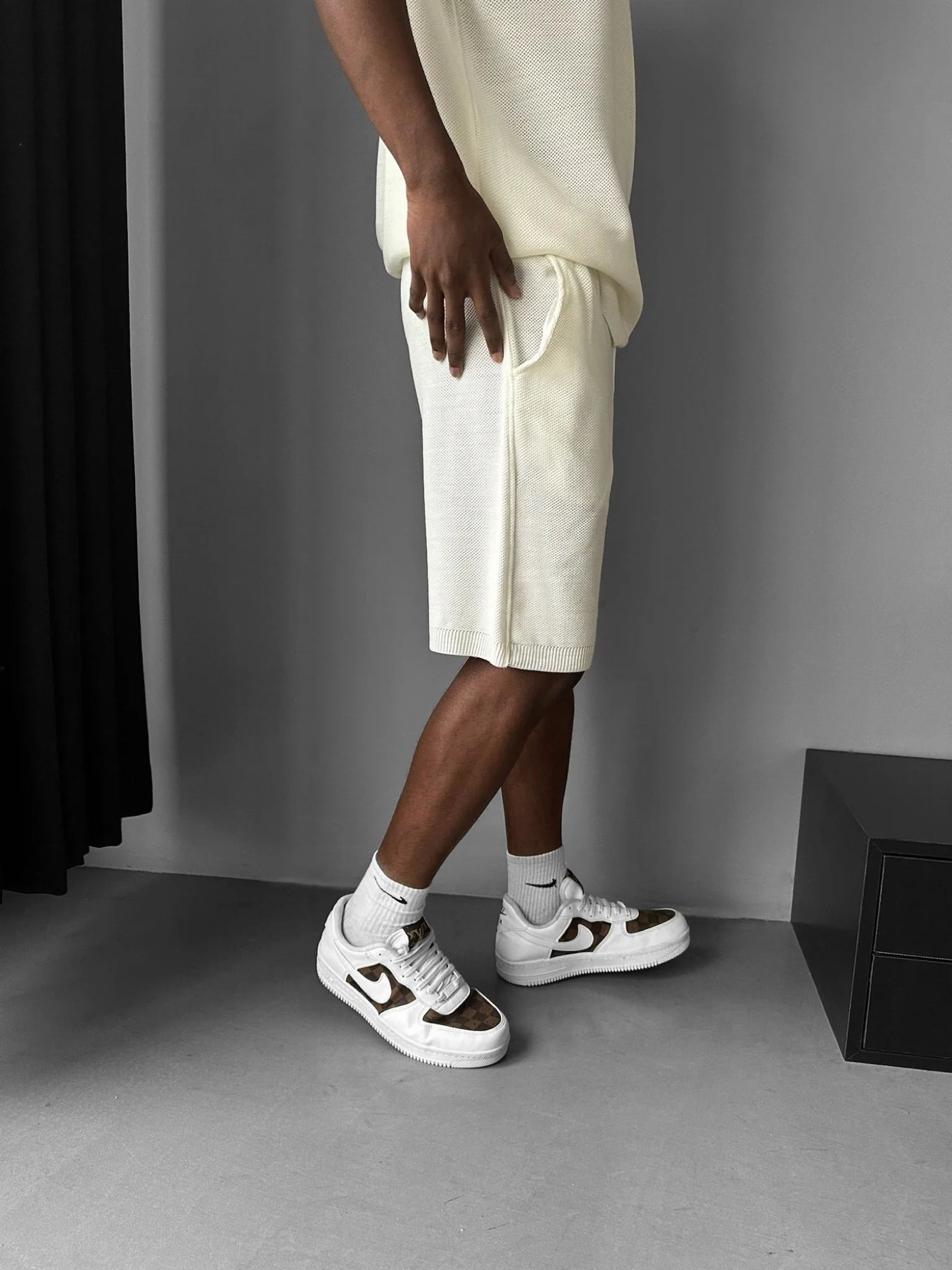 Loose Fit Initial Knit Shorts - Ecru - Image 3