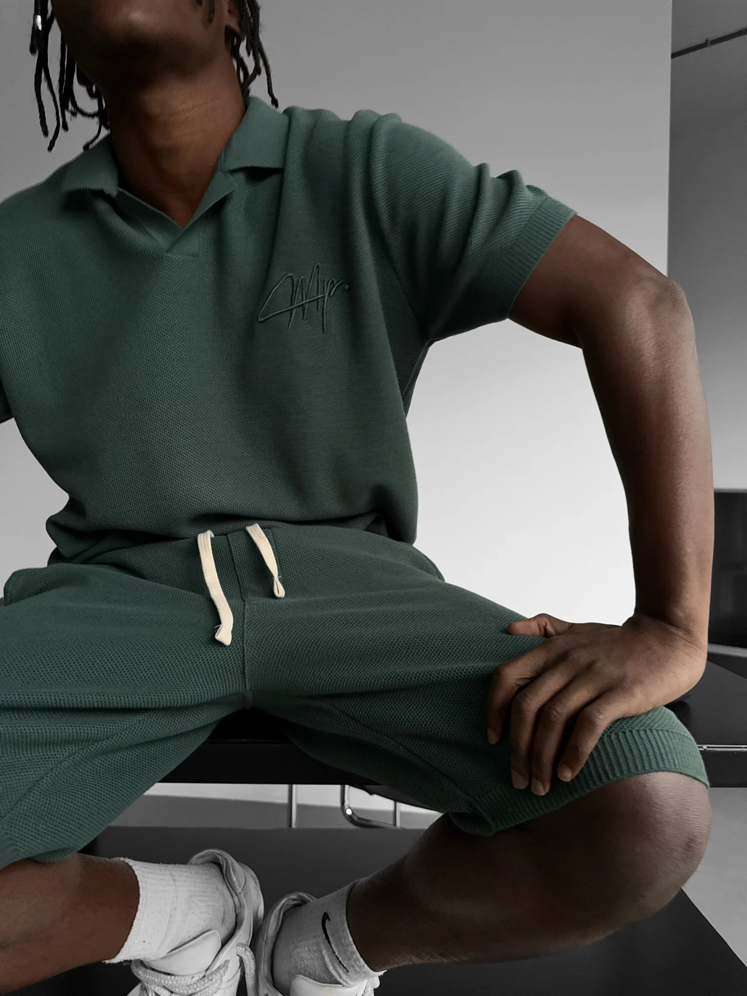 Loose Fit Initial Knit Shorts - Petrol - Image 2
