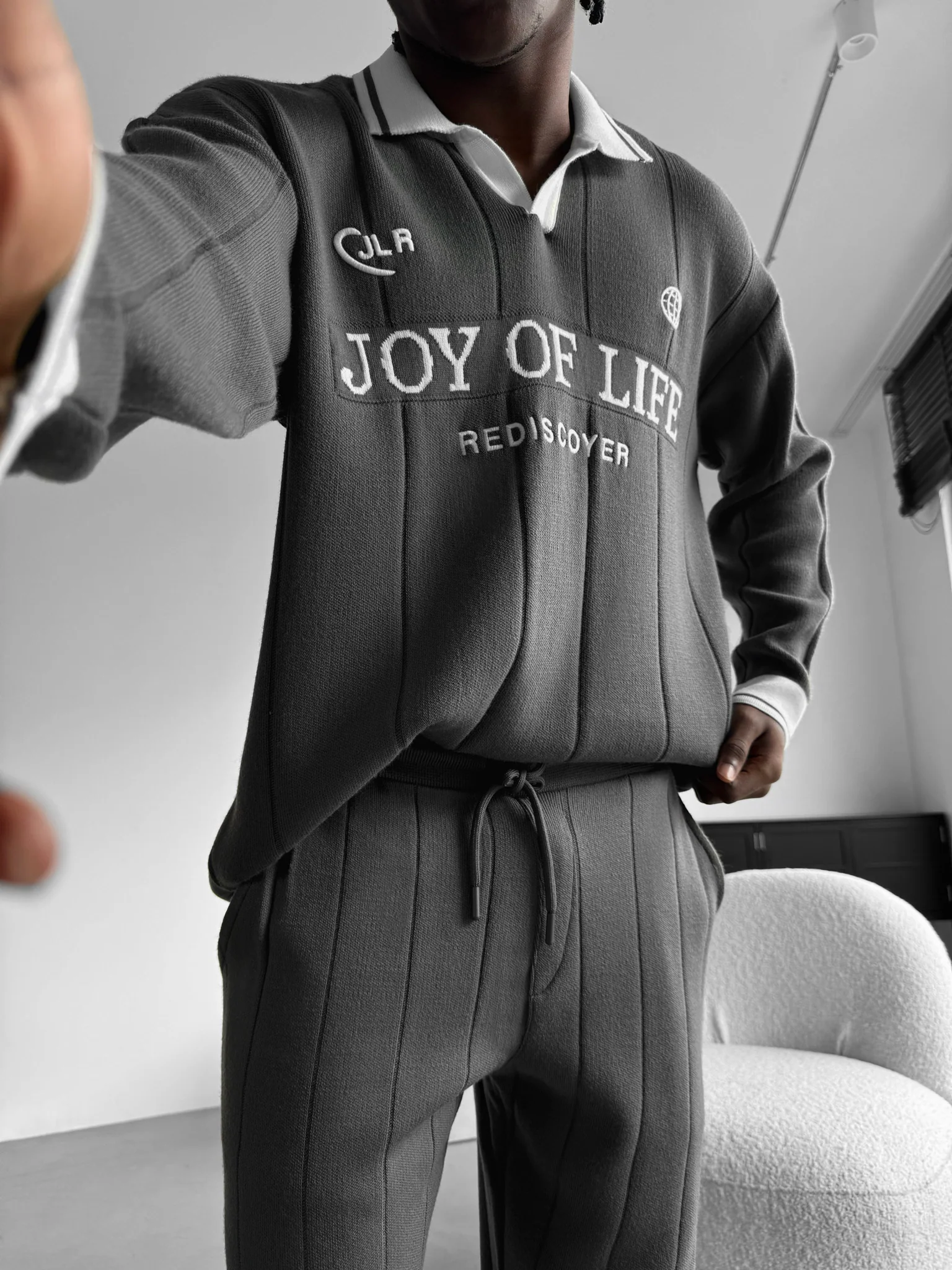 Loose Fit JLR Polo Sweater - Anthracite - Image 2