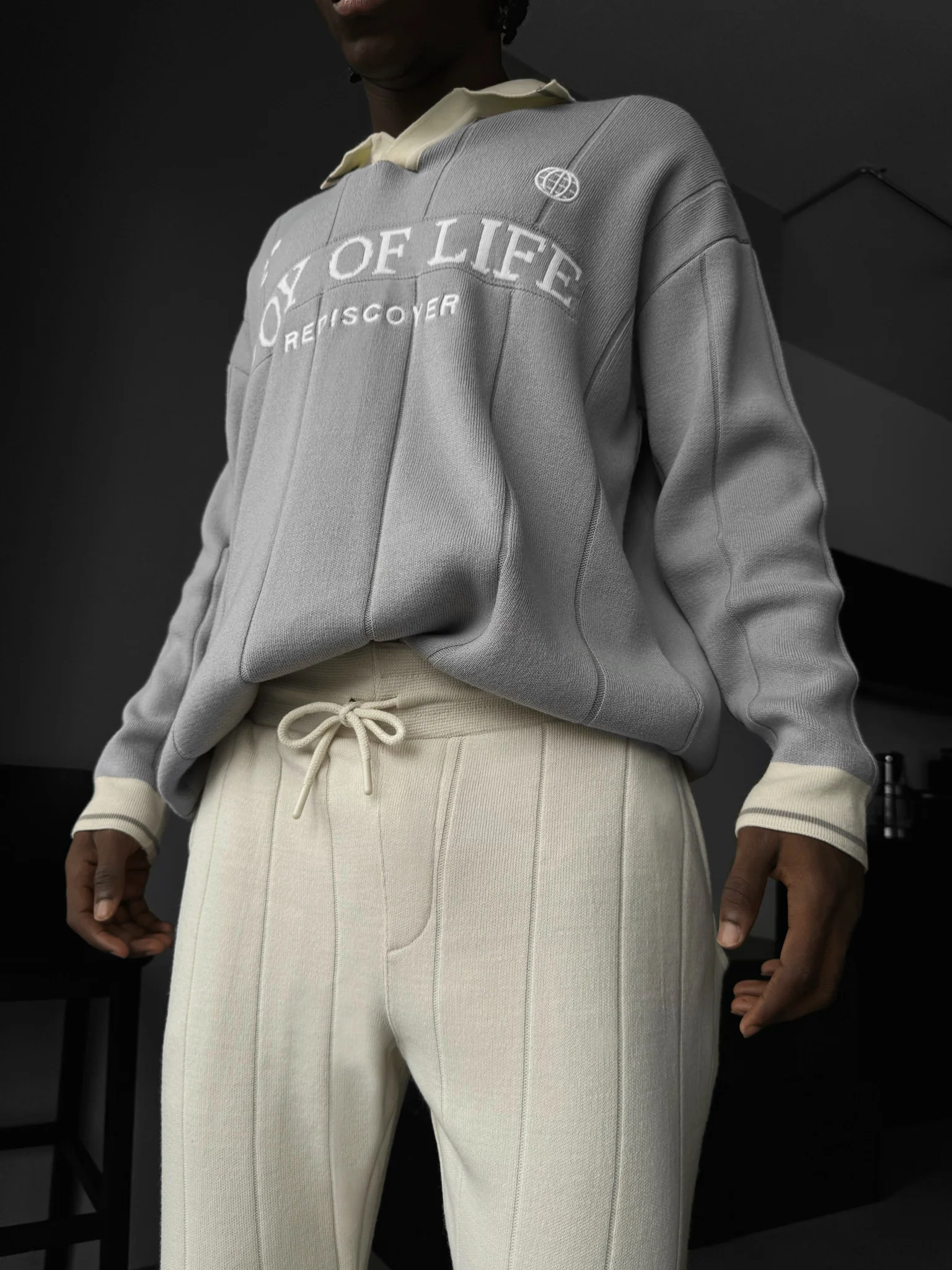 Loose Fit JLR Polo Sweater - Grey - Image 2