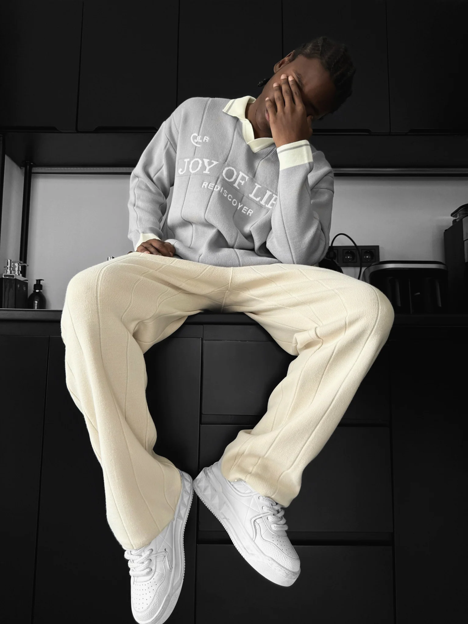 Loose Fit JLR Polo Sweater - Grey - Image 3