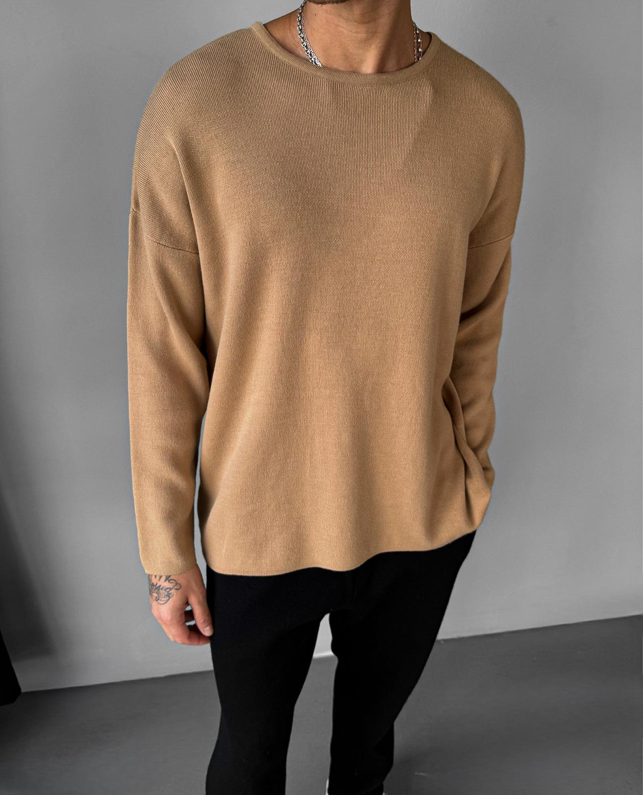 Loose Fit Knit Sweater - Brown