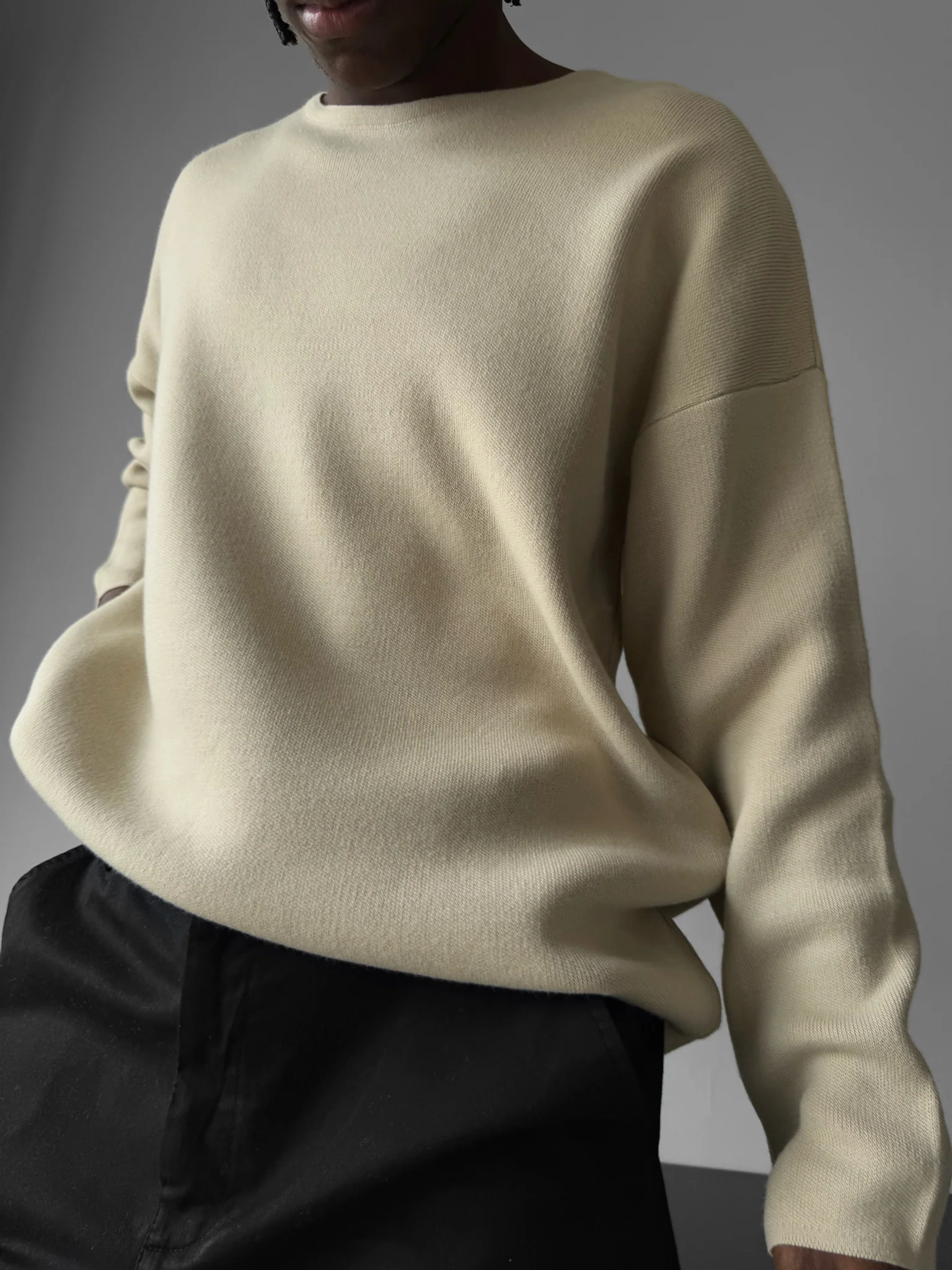 Loose Fit Knit Sweater - Stone - Image 2