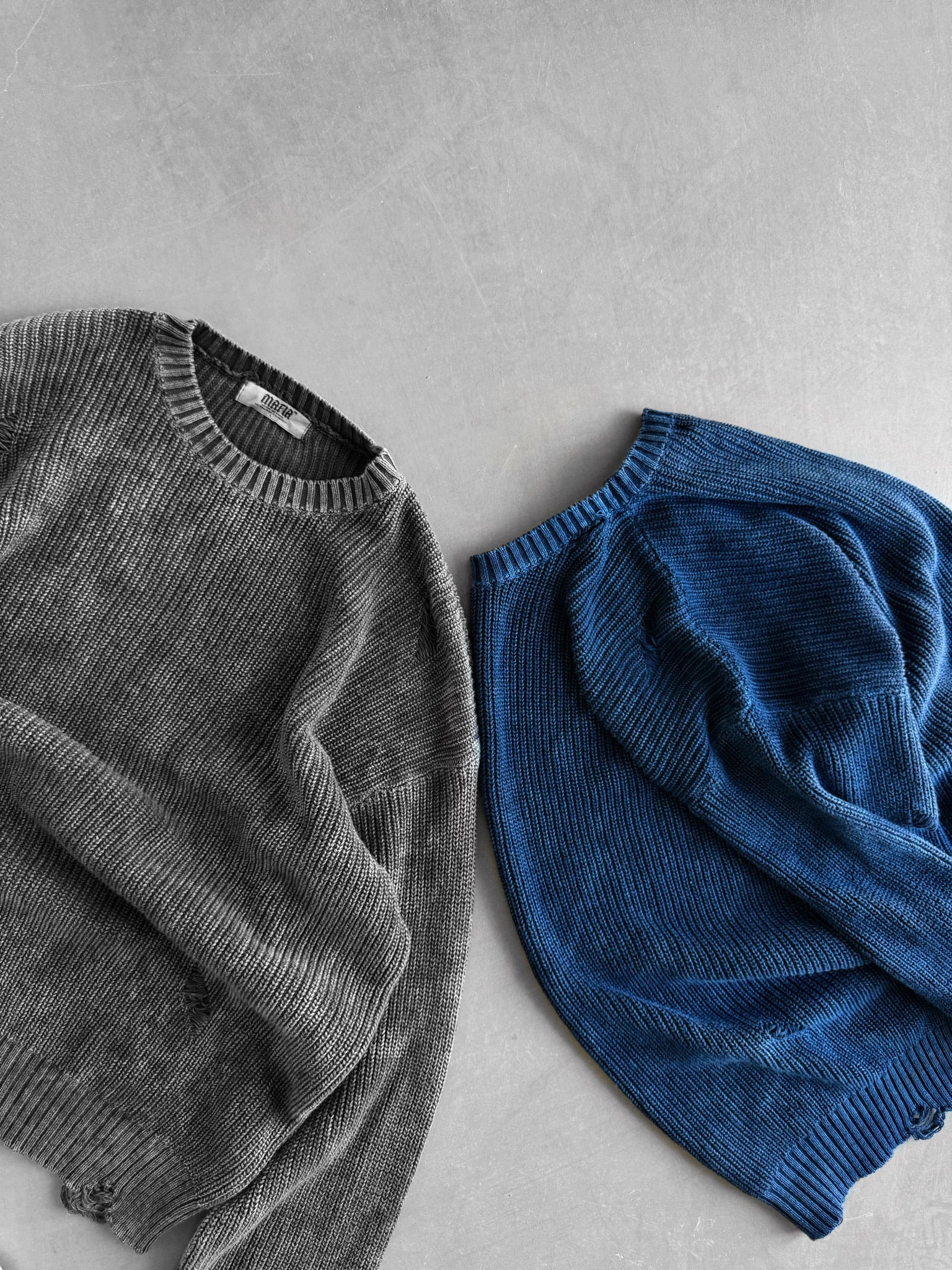 Loose Fit Knit Torn Sweater - Black - Image 5