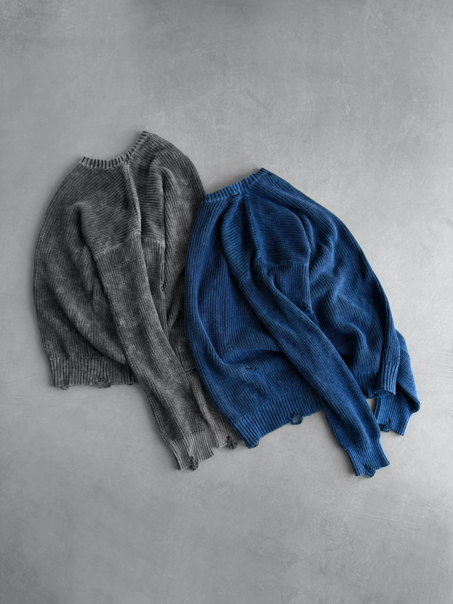 Loose Fit Knit Torn Sweater - Indigo - Image 6