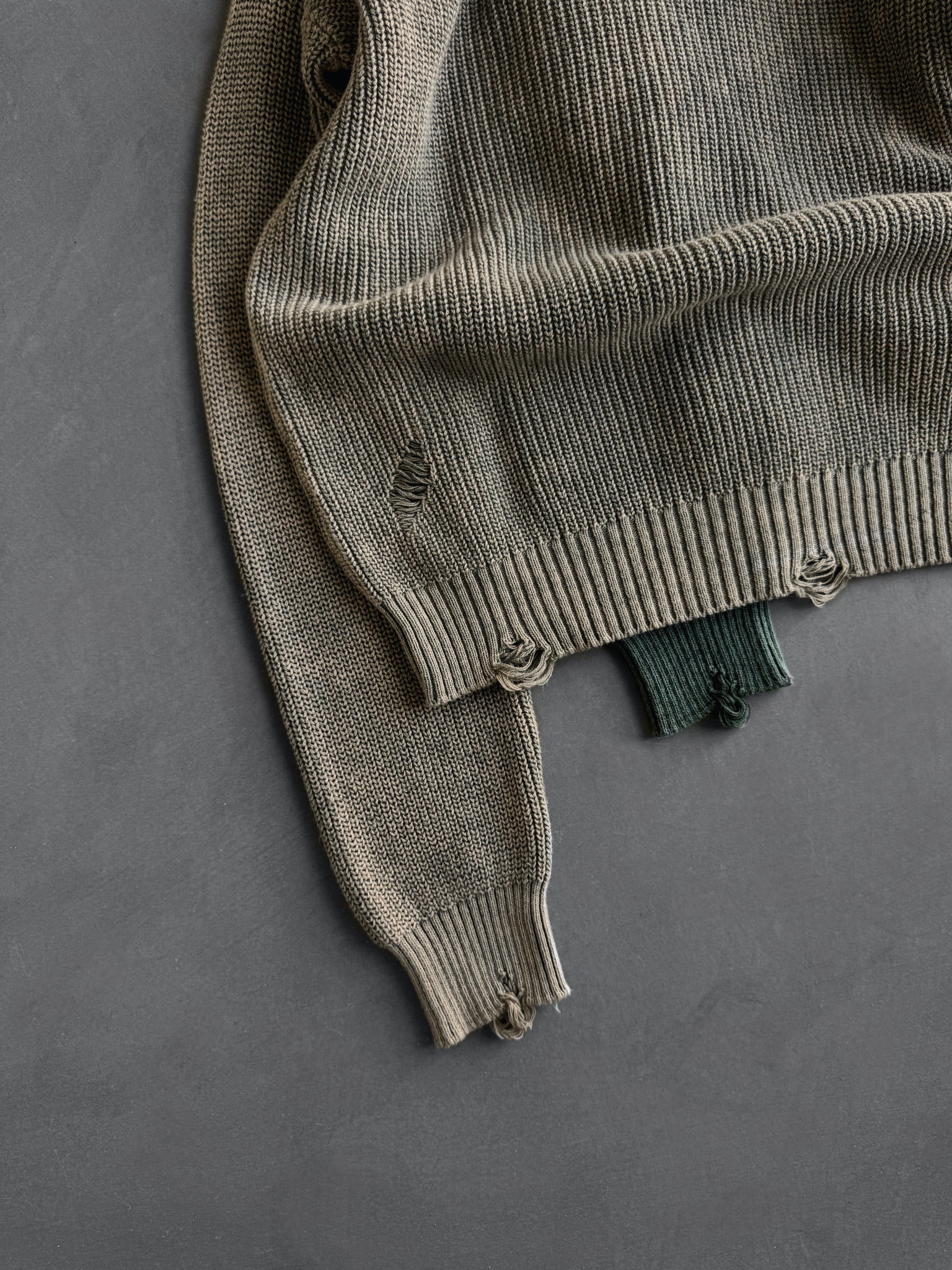 Loose Fit Knit Torn Sweater - Stone - Image 3