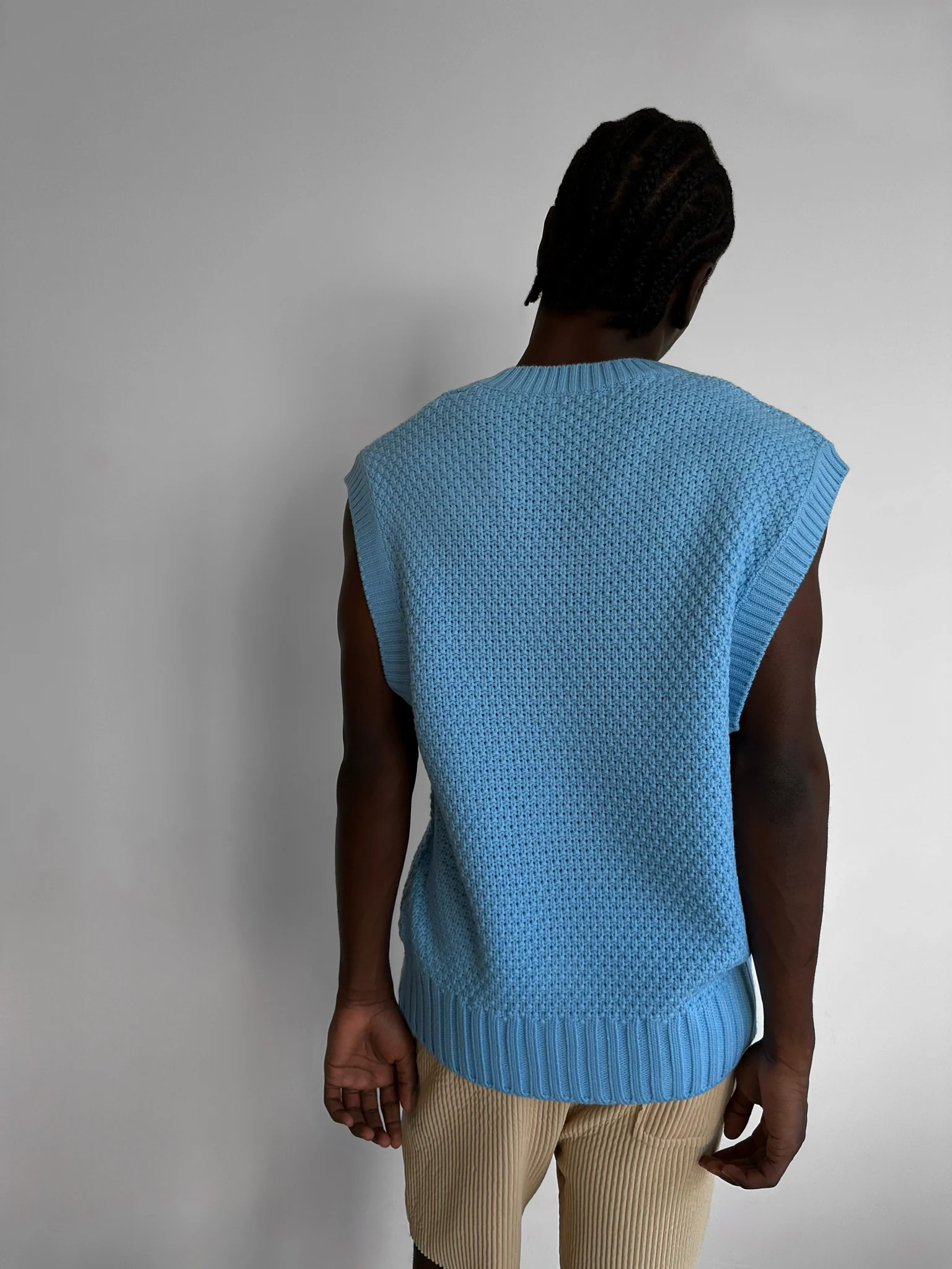 Loose Fit Knotted V Neck Pullunder - Babyblue - Image 3