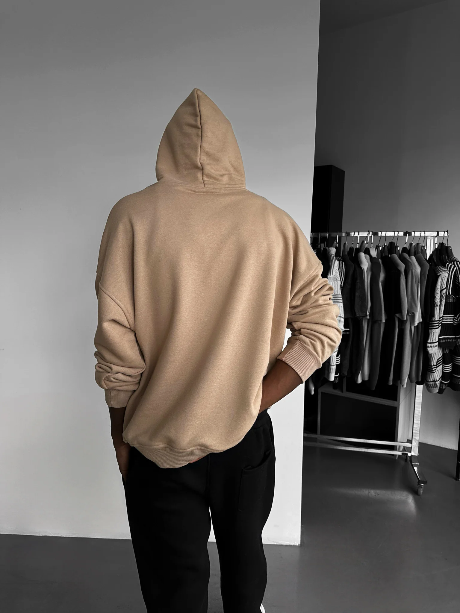 Loose Fit ‘MF’ Hoodie - Beige - Image 3