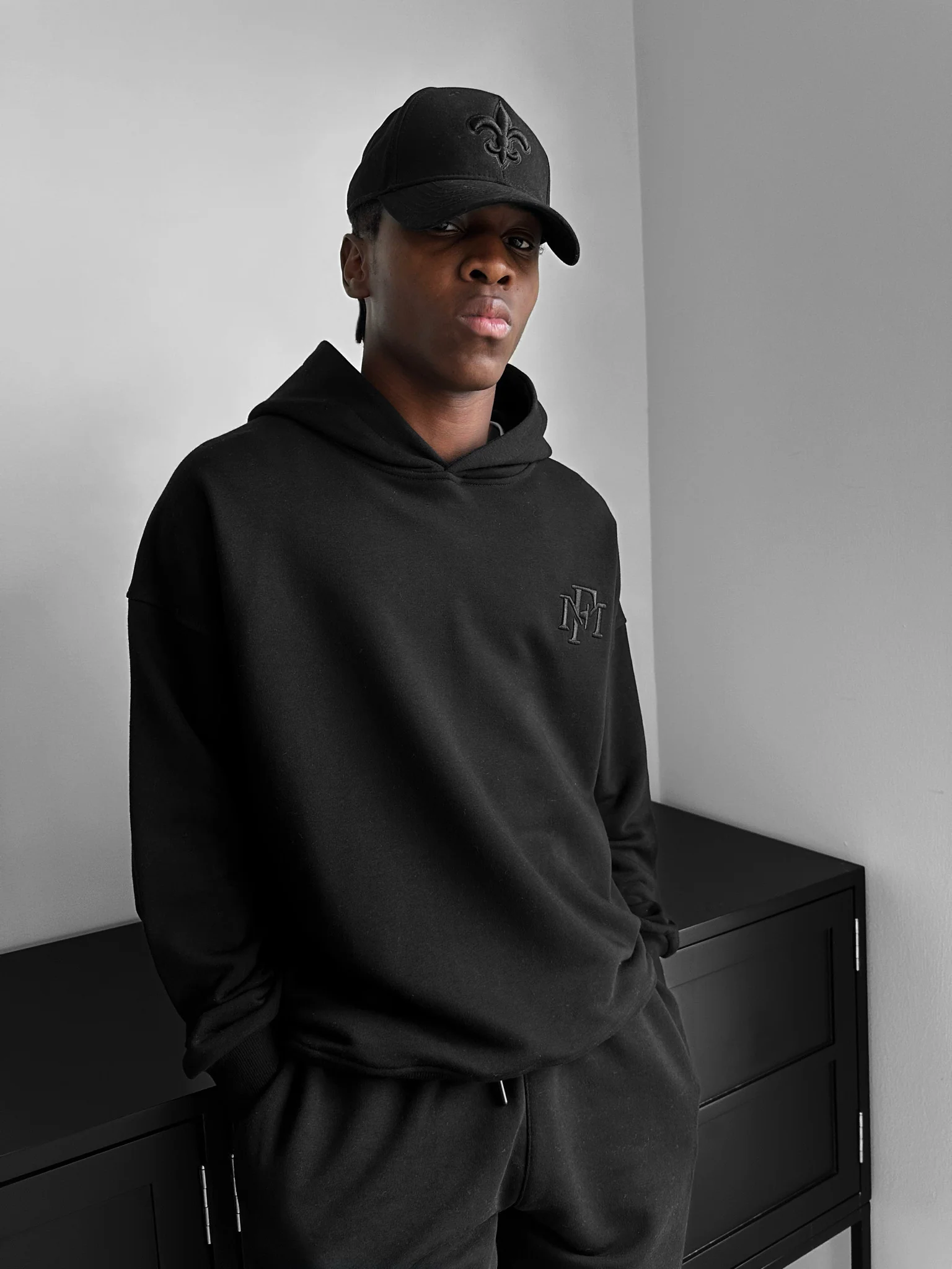 Loose Fit ‘MF’ Hoodie - Black - Image 2