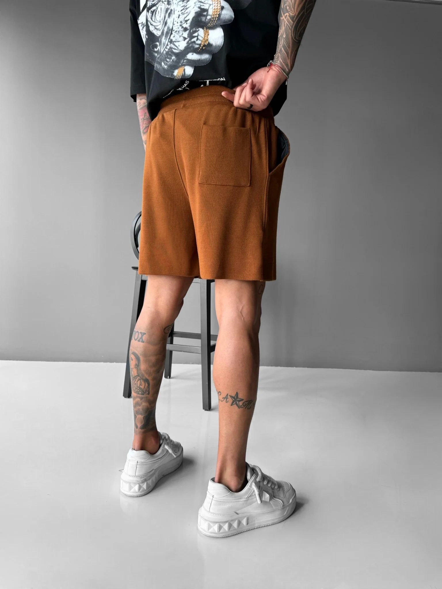 Loose Fit Seam Shorts - Brown - Image 6