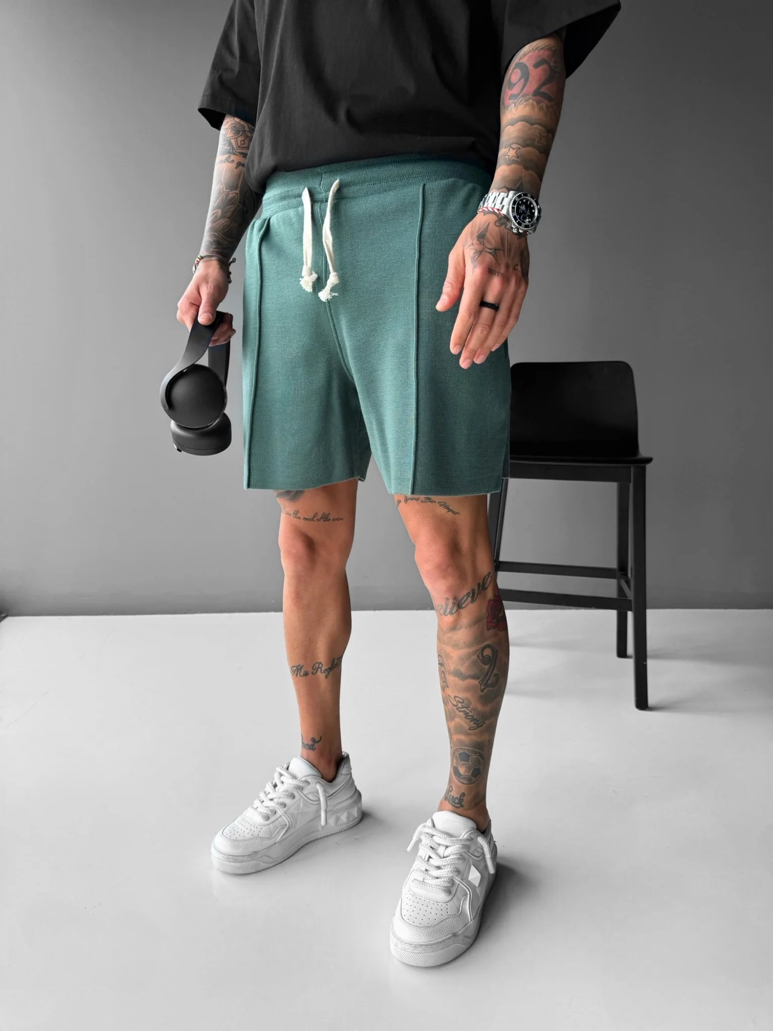 Loose Fit Seam Shorts - Petrol - Image 2