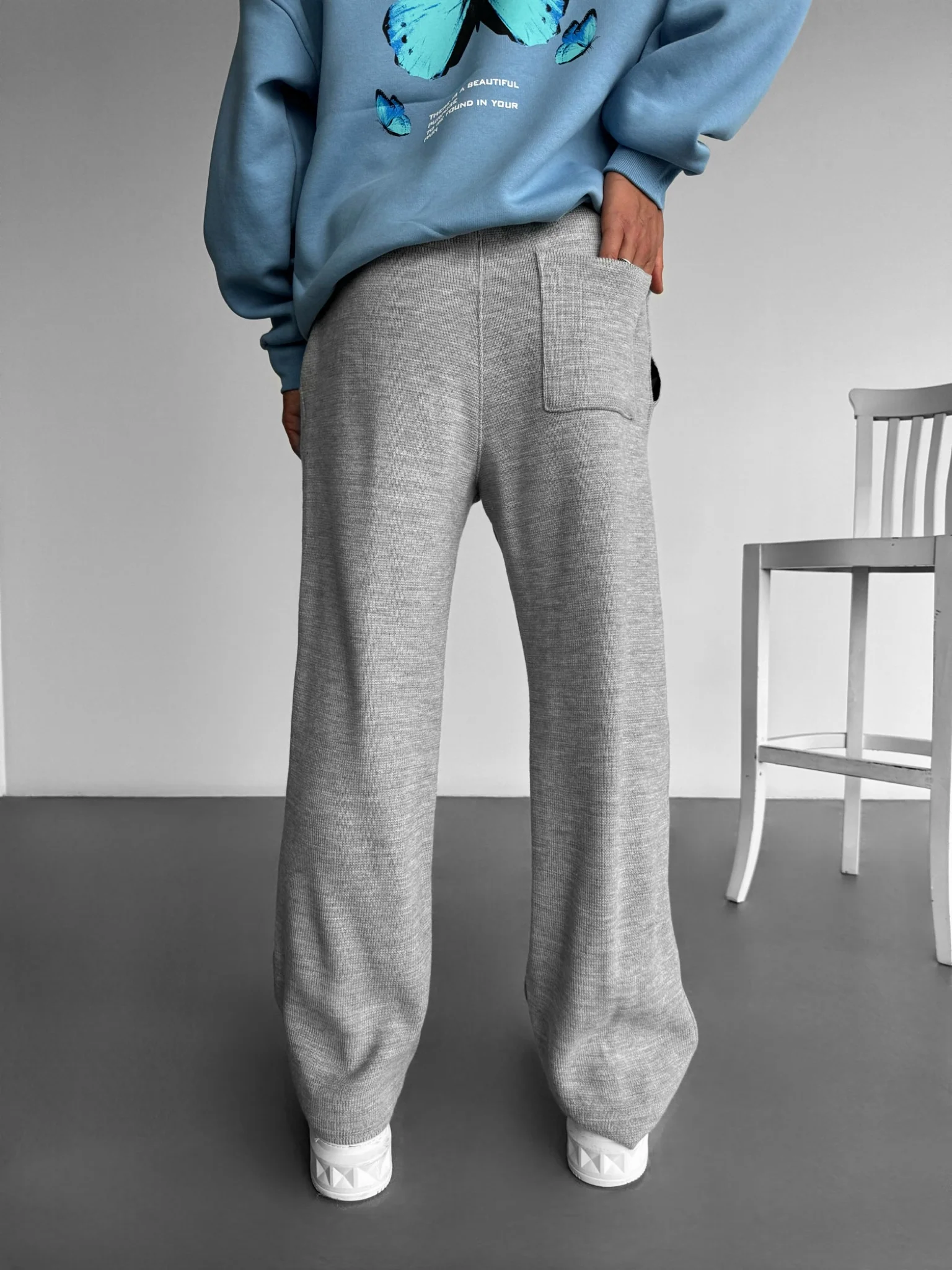 Loose Fit Seam Trousers - Mottled Grey - Image 2