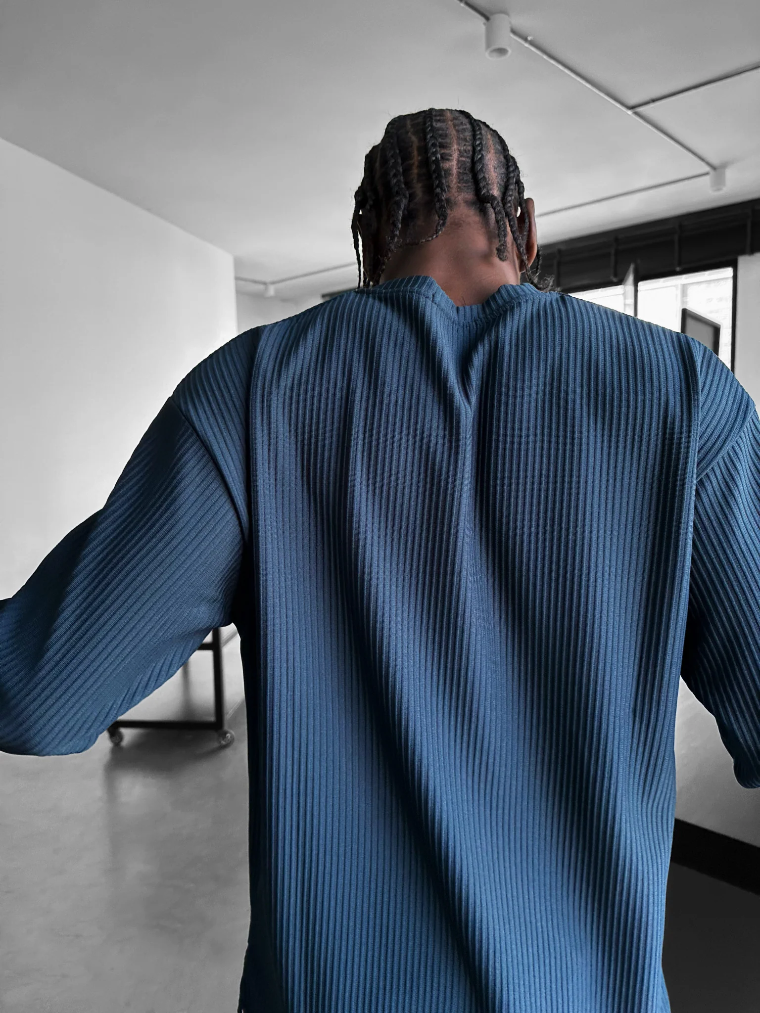 Loose Fit Striped Pocket Sweatshirt - Petrol - Image 3