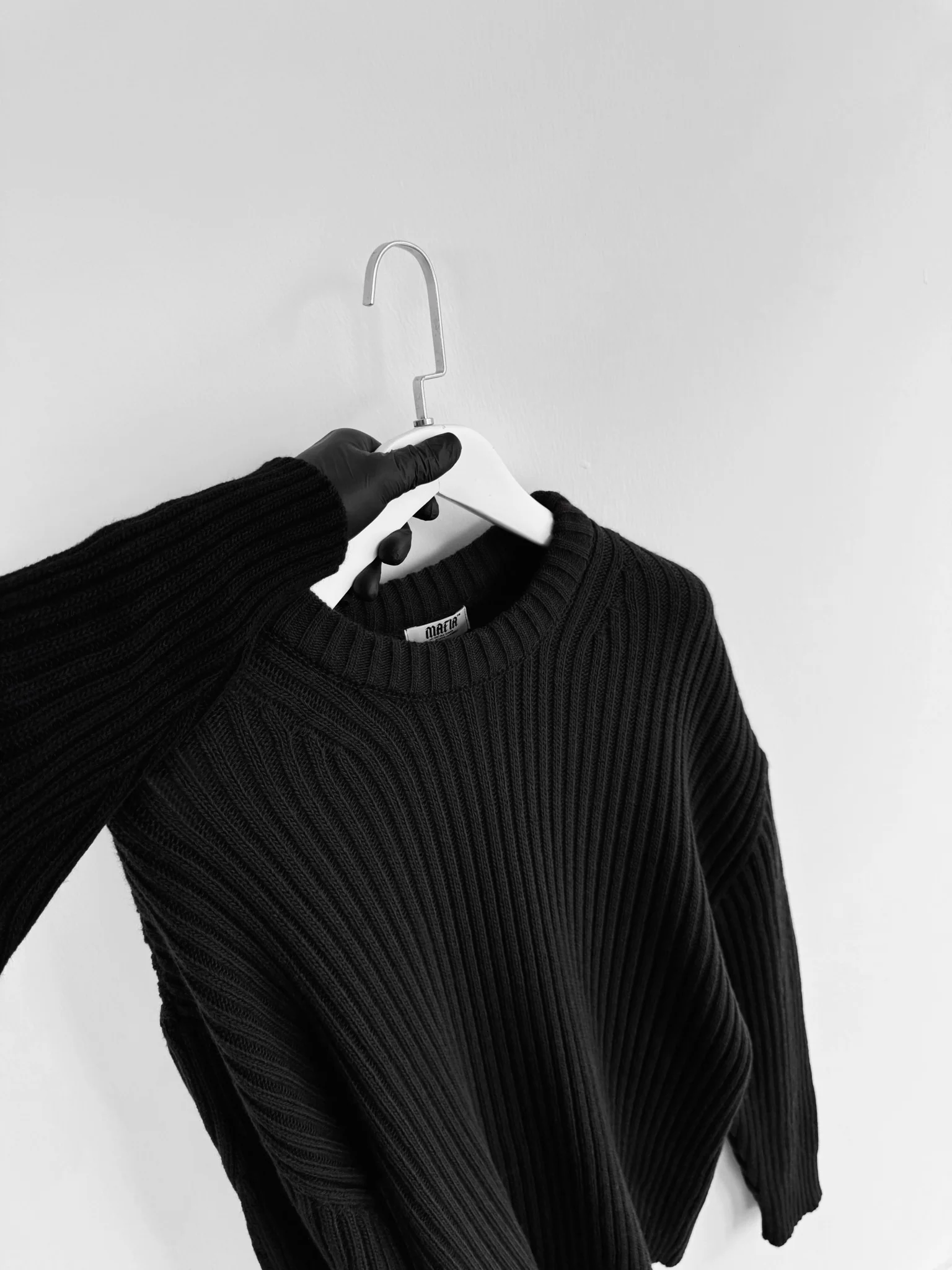 Loose Fit Striped Structure Pullover - Black - Image 2