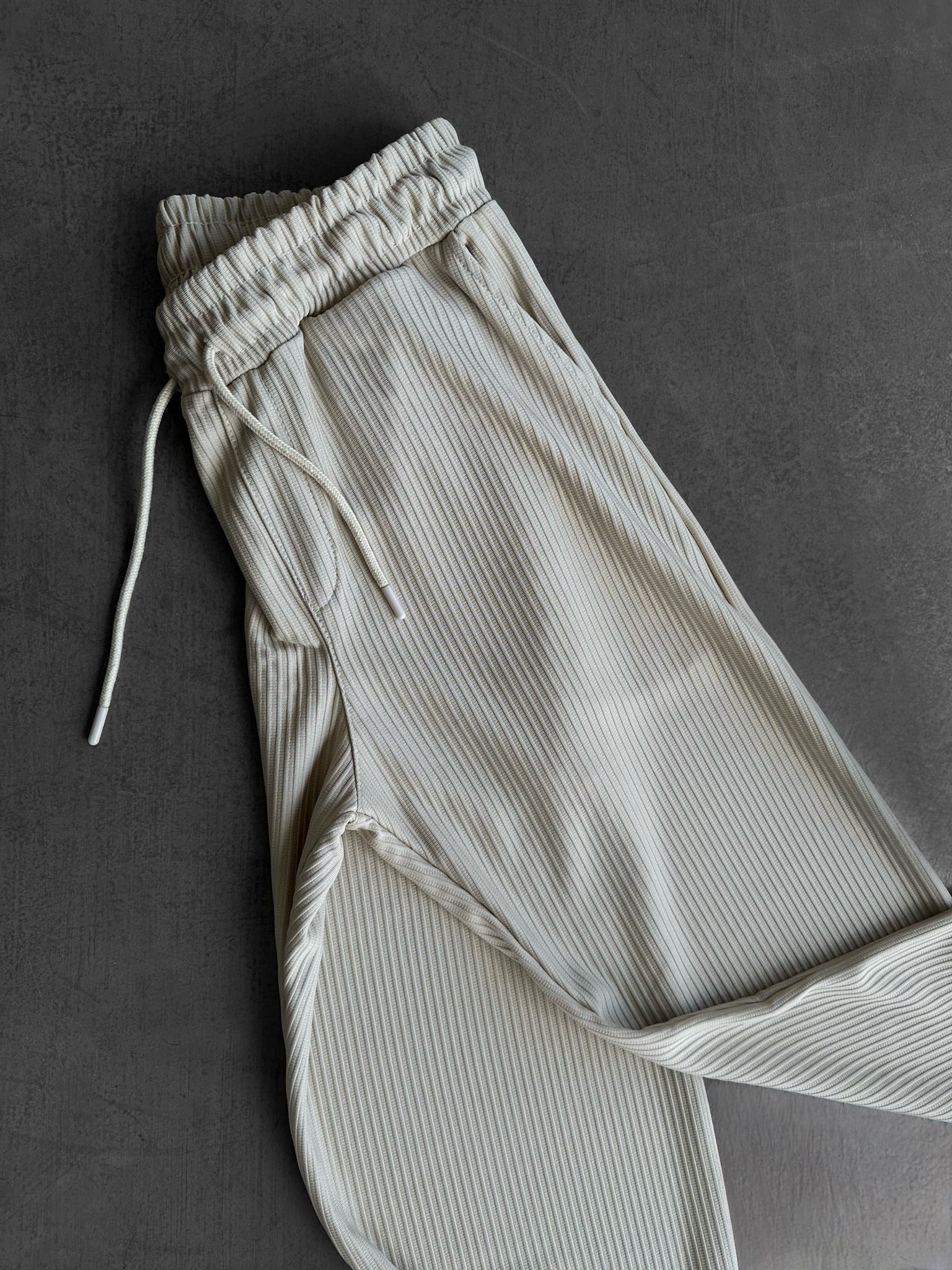 Loose Fit Striped Trousers - Beige - Image 4