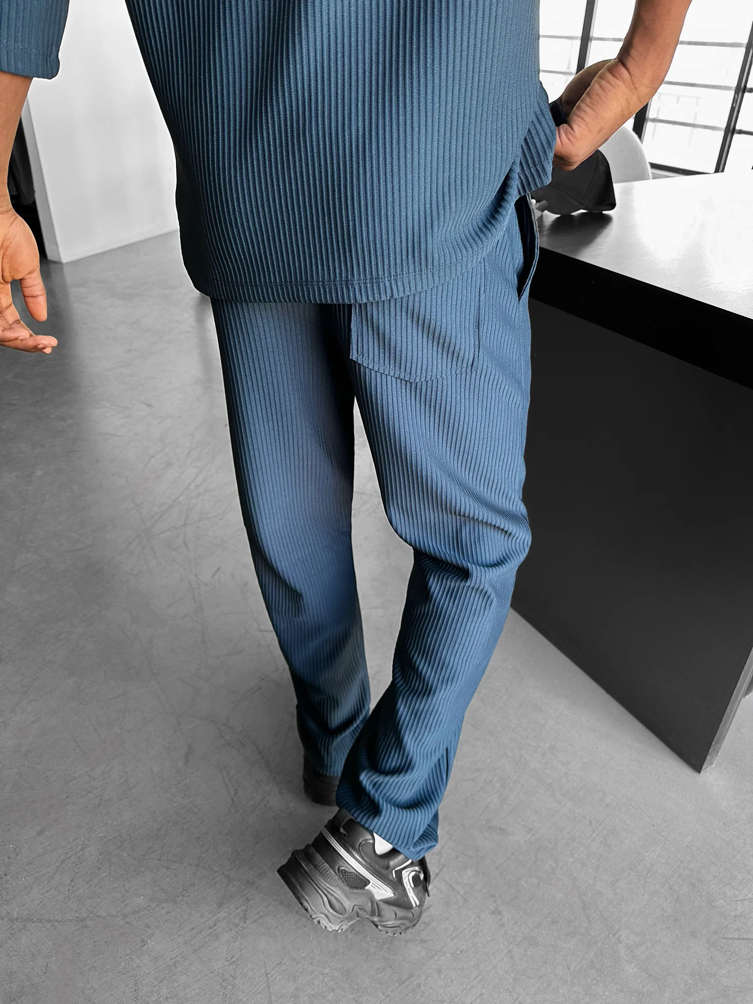 Loose Fit Striped Trousers - Petrol - Image 6