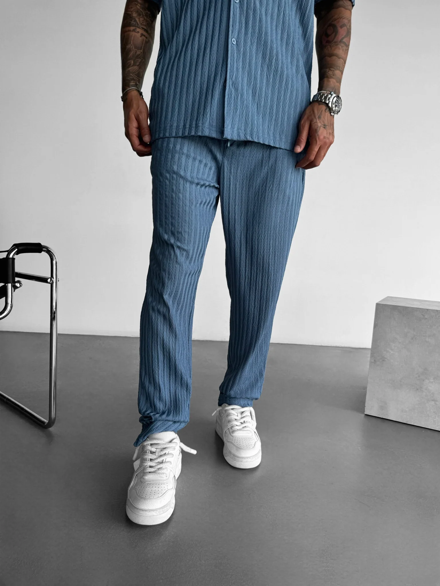 Loose Fit Structured Trousers - Coronet Blue - Image 2