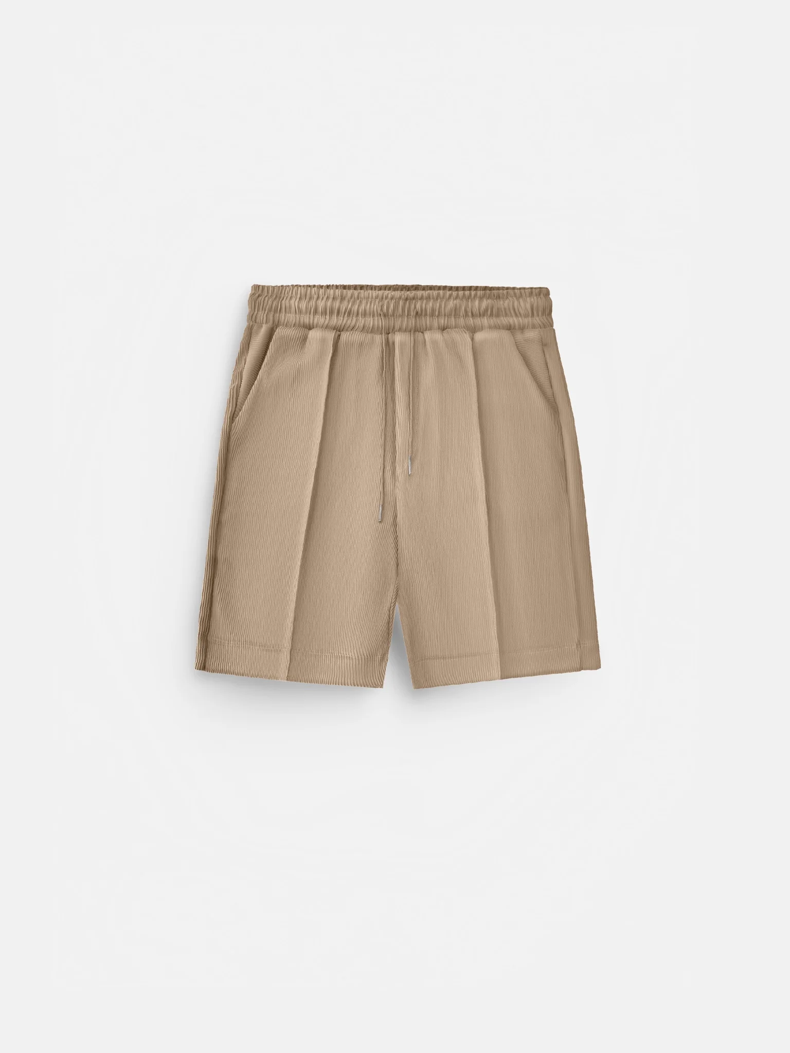 Loose Fit Textured Seam Shorts - Beige - Image 5
